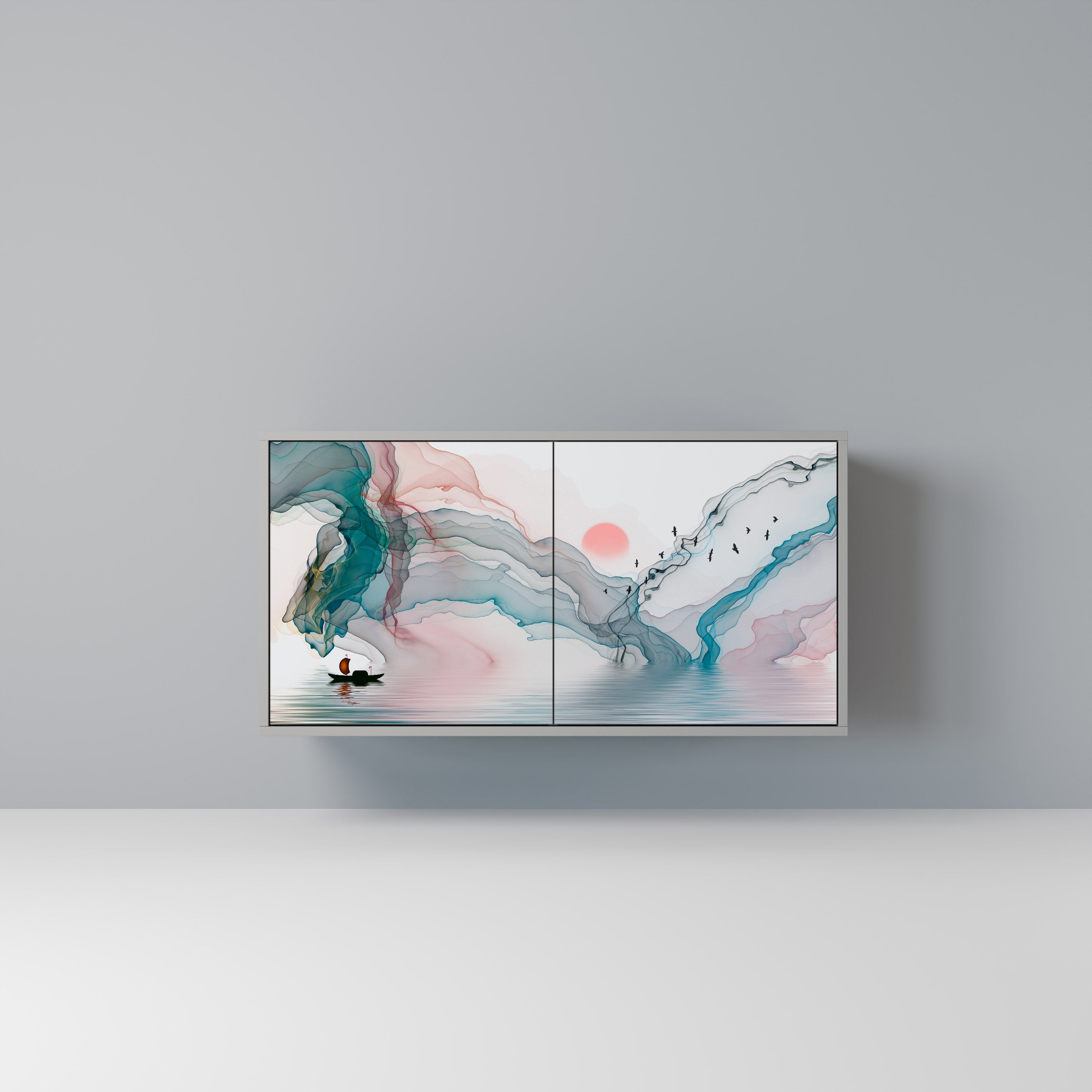 VELVET CROSSING Sideboard mit 2 Türen in Grau