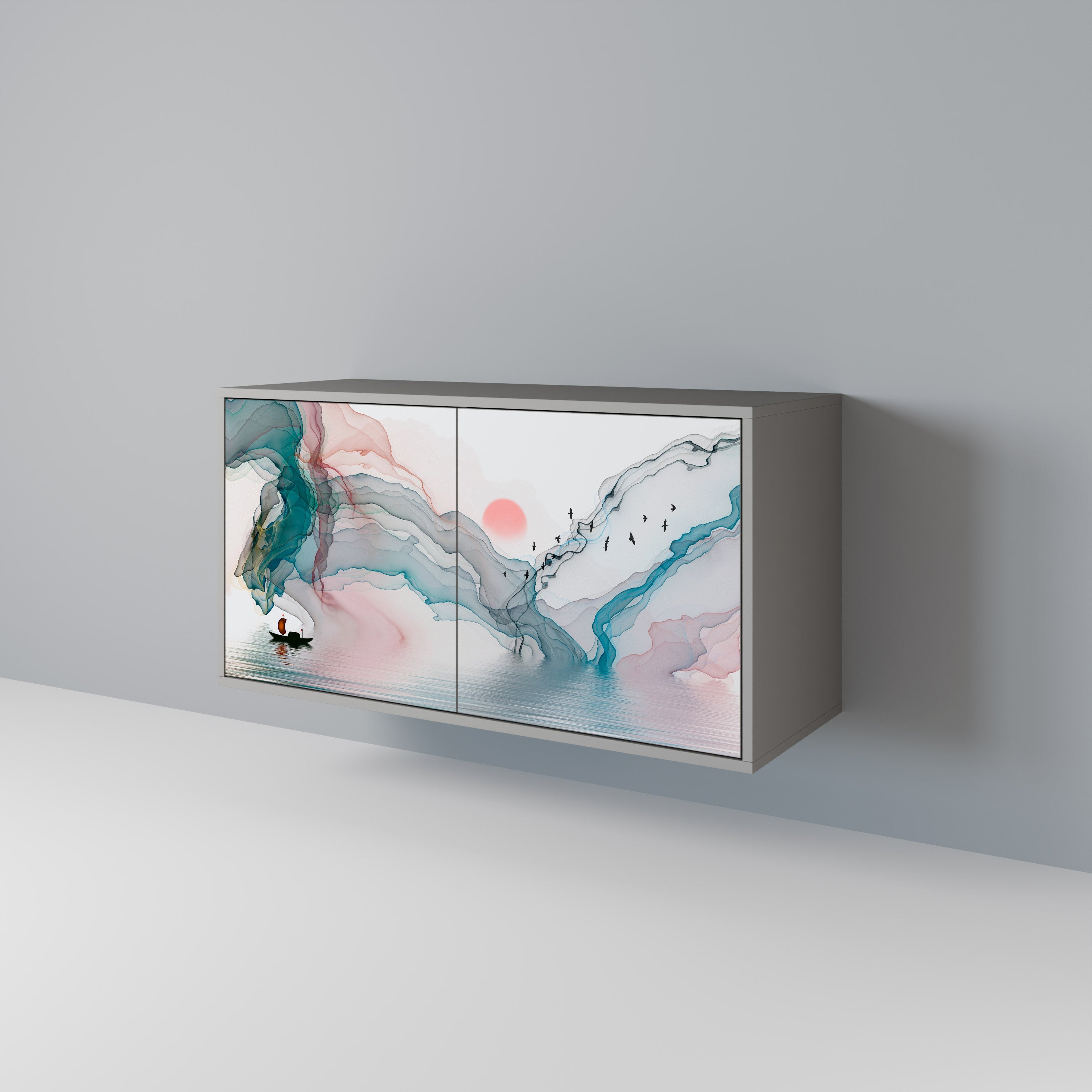 VELVET CROSSING Sideboard mit 2 Türen in Grau