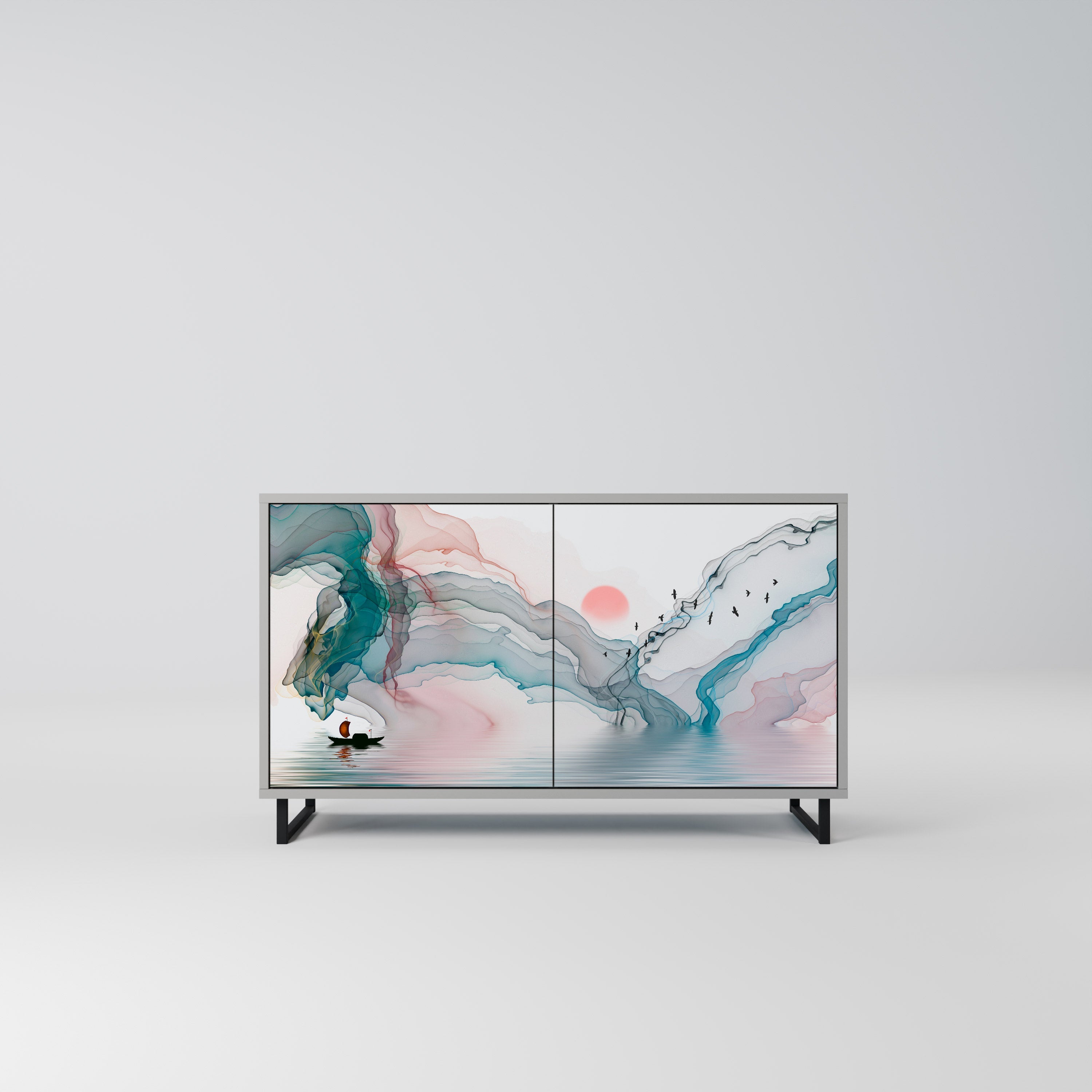 VELVET CROSSING Sideboard mit 2 Türen in Grau