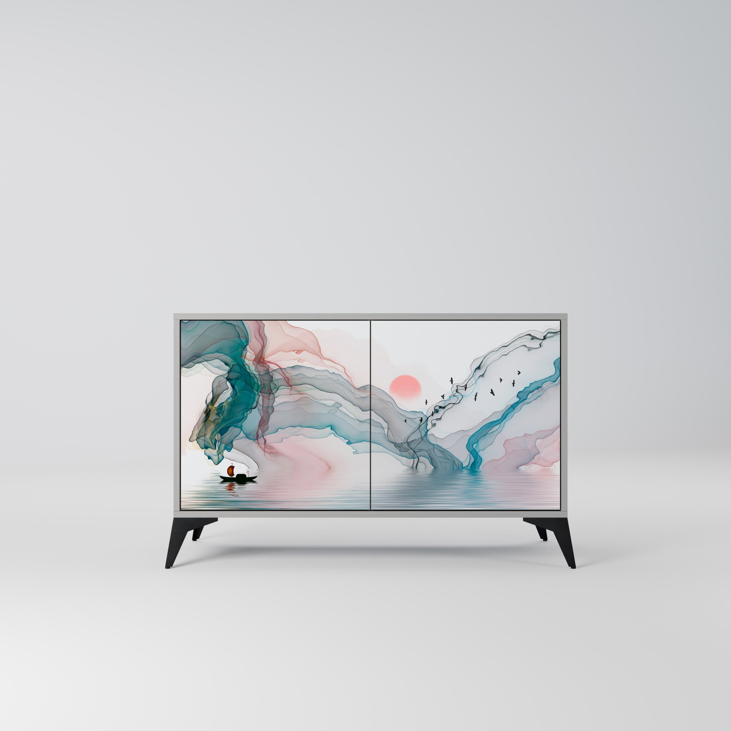 VELVET CROSSING Sideboard mit 2 Türen in Grau