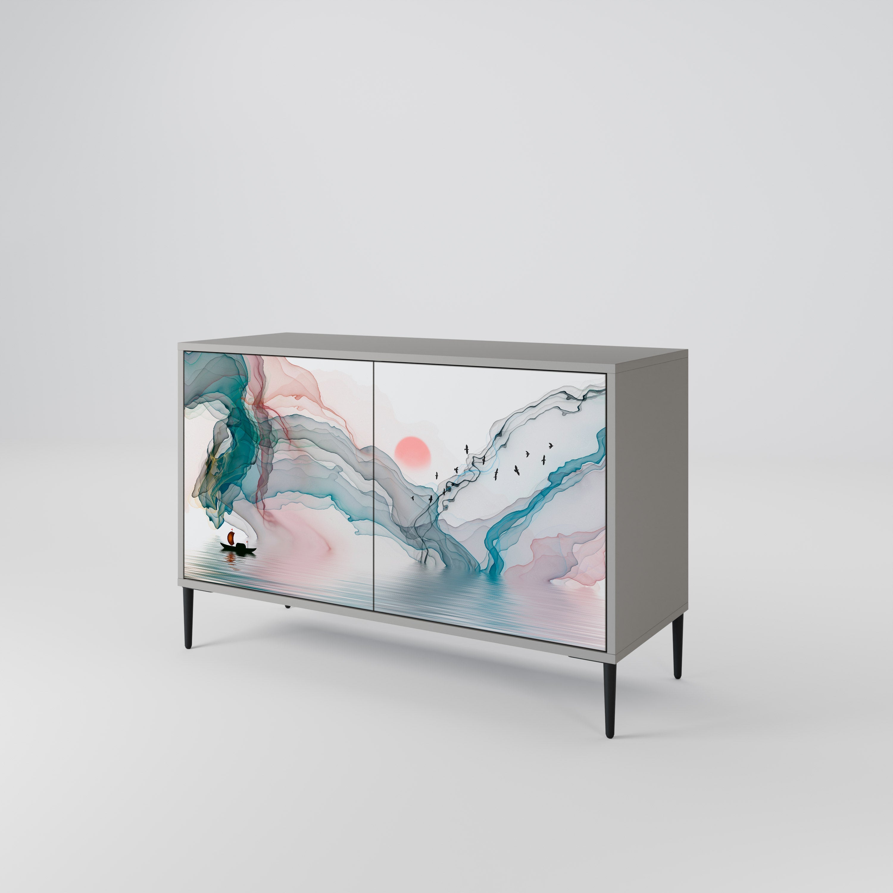 VELVET CROSSING Sideboard mit 2 Türen in Grau