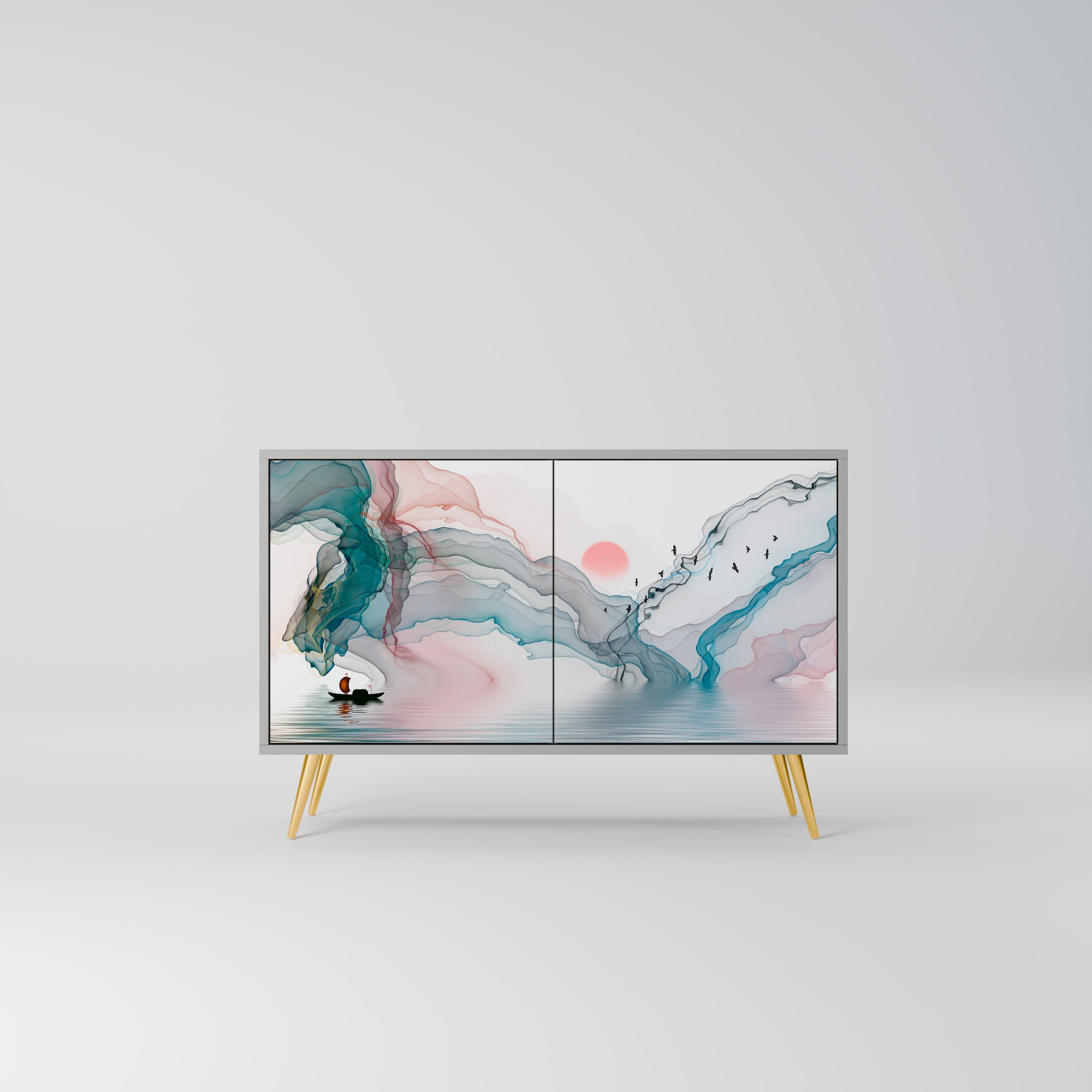 VELVET CROSSING Sideboard mit 2 Türen in Grau