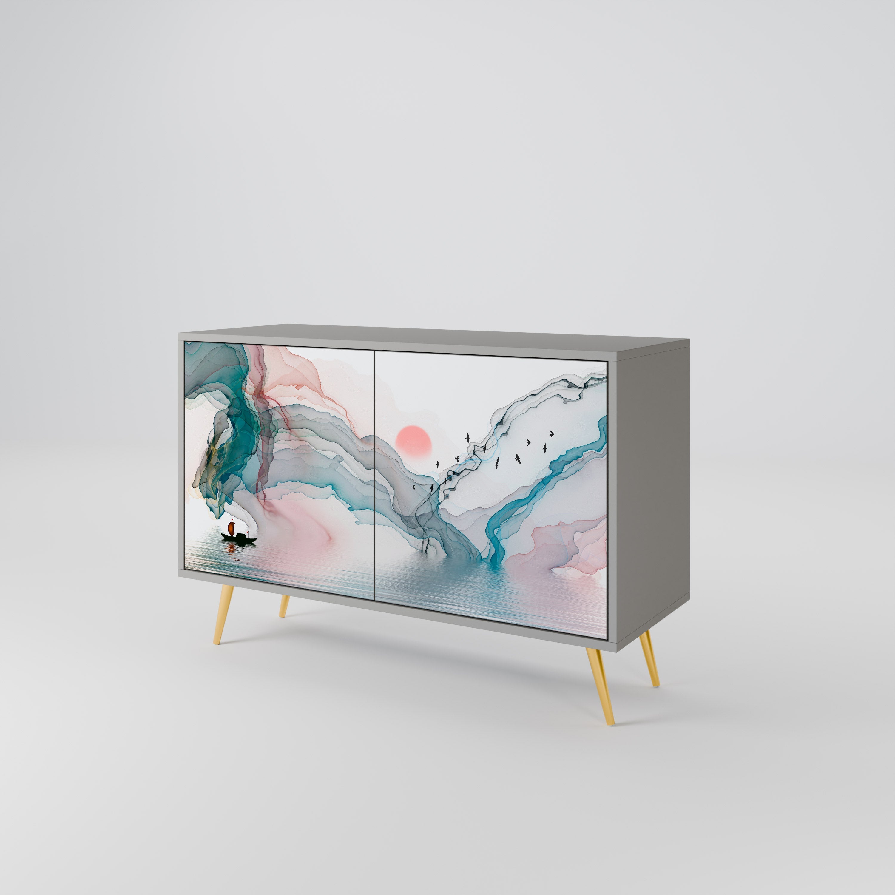 VELVET CROSSING Sideboard mit 2 Türen in Grau