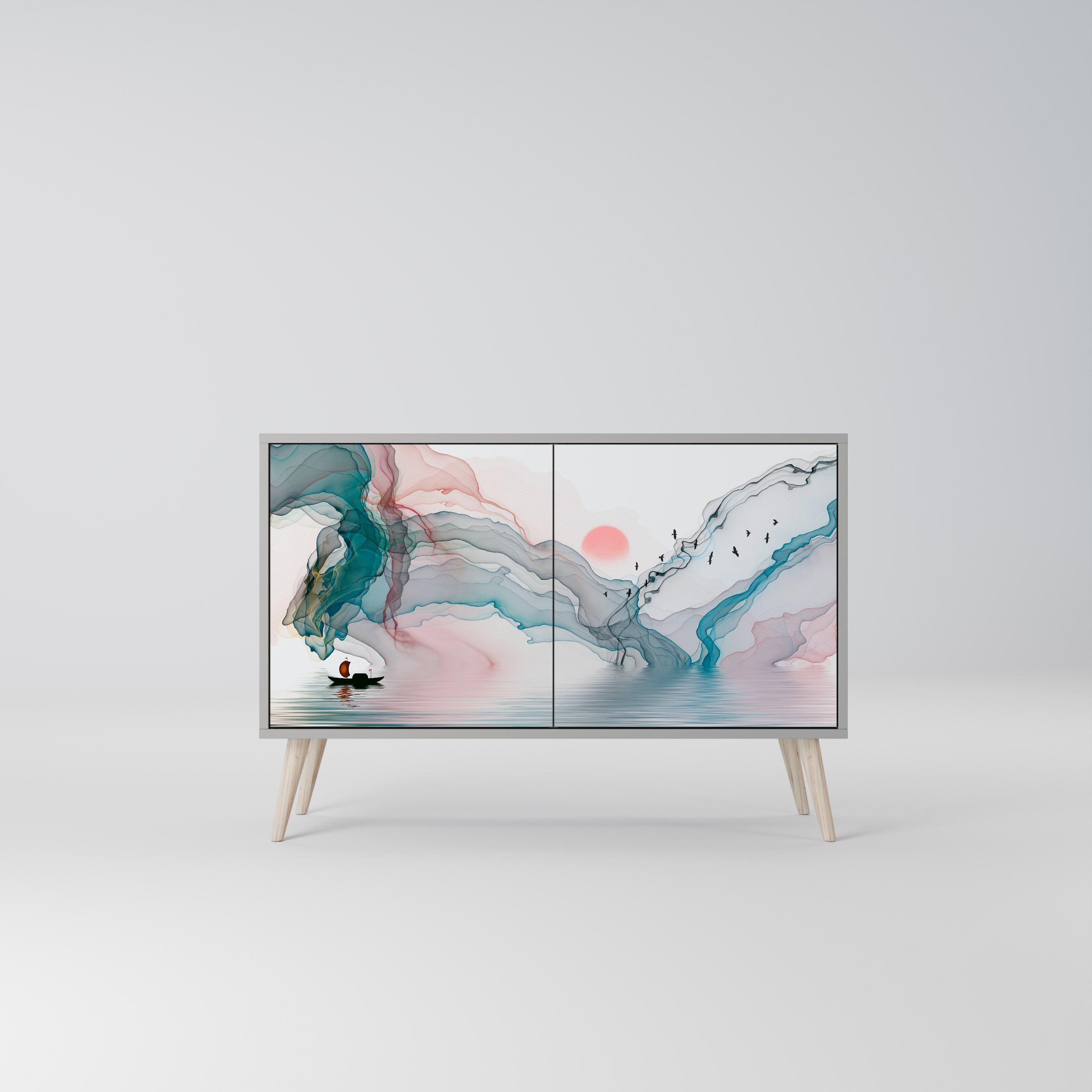 VELVET CROSSING Sideboard mit 2 Türen in Grau