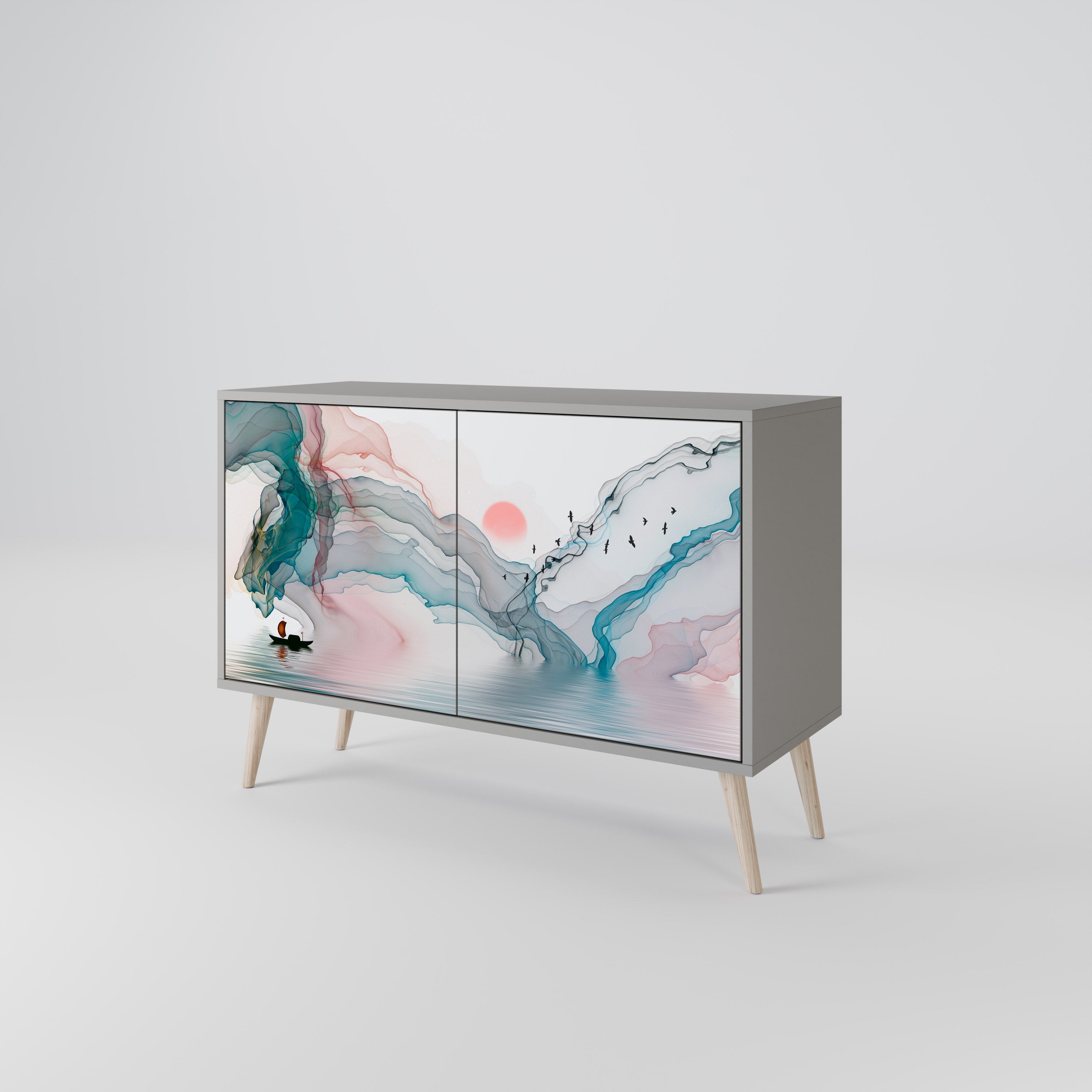 VELVET CROSSING Sideboard mit 2 Türen in Grau