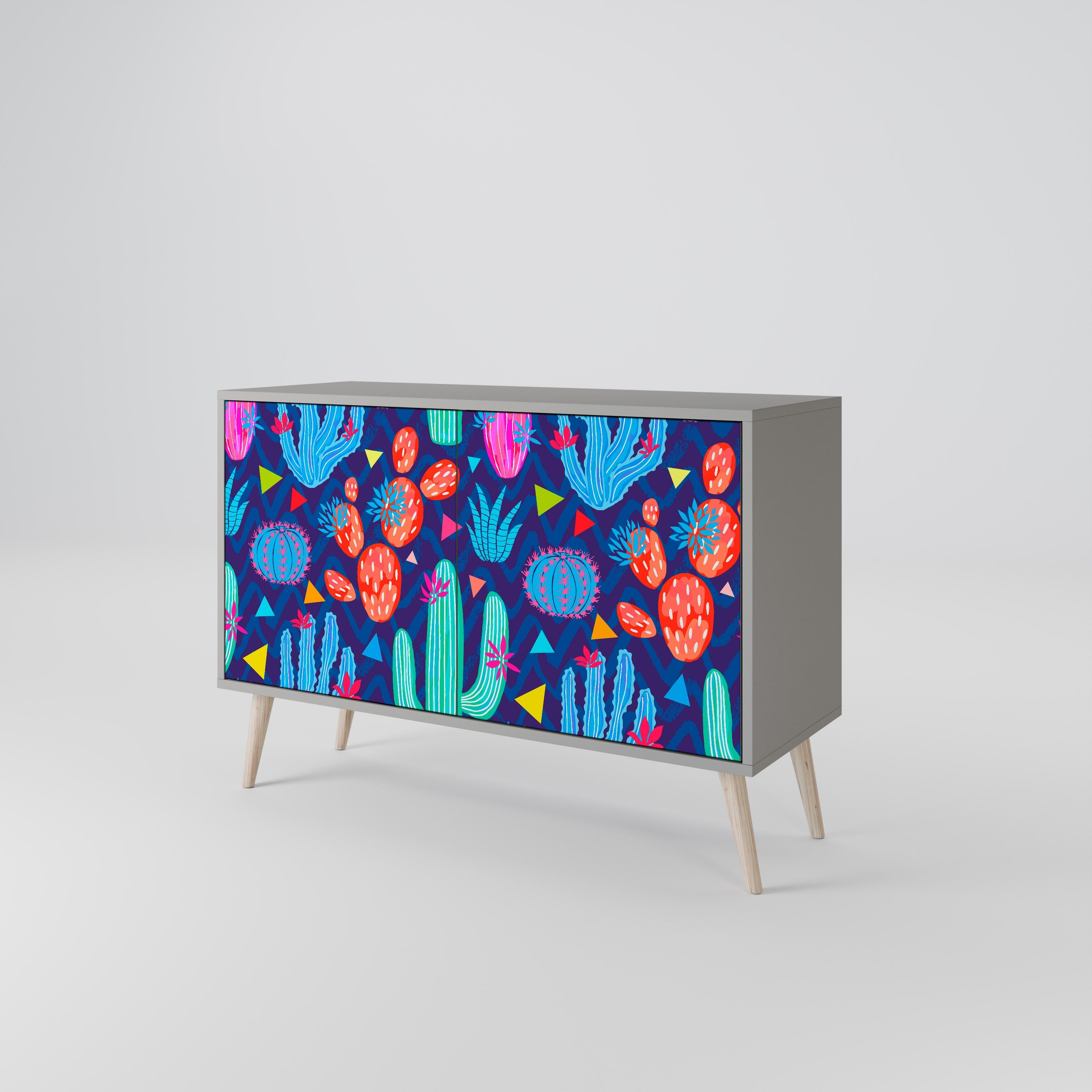 CACTUS VIBES Sideboard mit 2 Türen in Grau