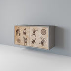 AFRICAN STYLE Sideboard mit 2 Türen in Grau