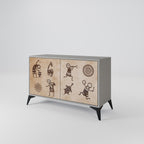 AFRICAN STYLE Sideboard mit 2 Türen in Grau