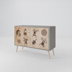 AFRICAN STYLE Sideboard mit 2 Türen in Grau