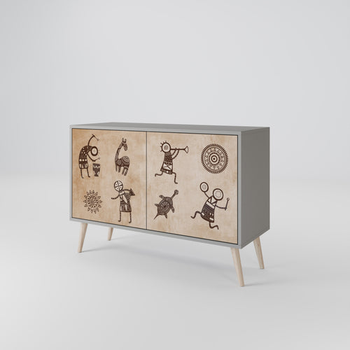AFRICAN STYLE Sideboard mit 2 Türen in Grau
