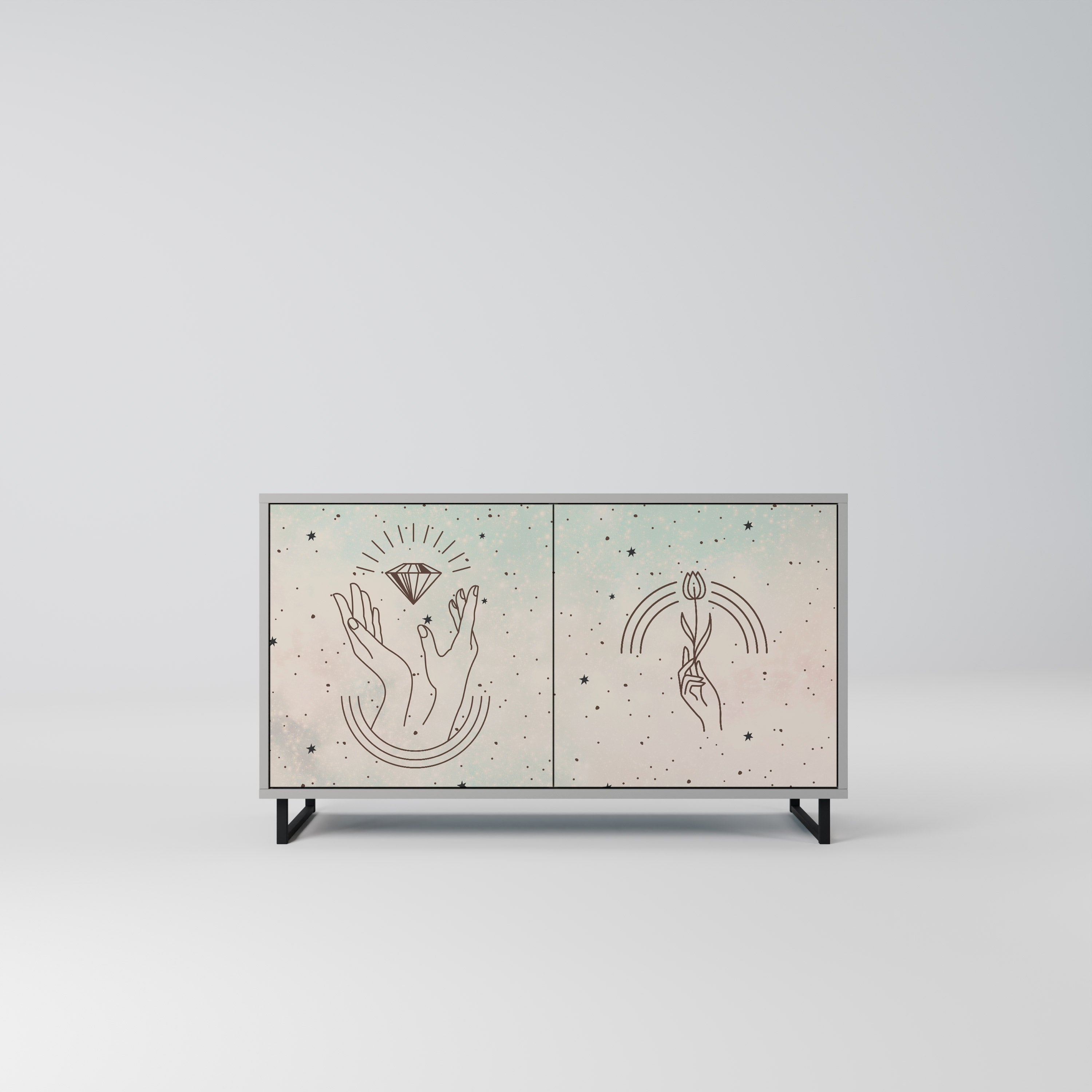 DELICATE BEAUTY Sideboard mit 2 Türen in Grau