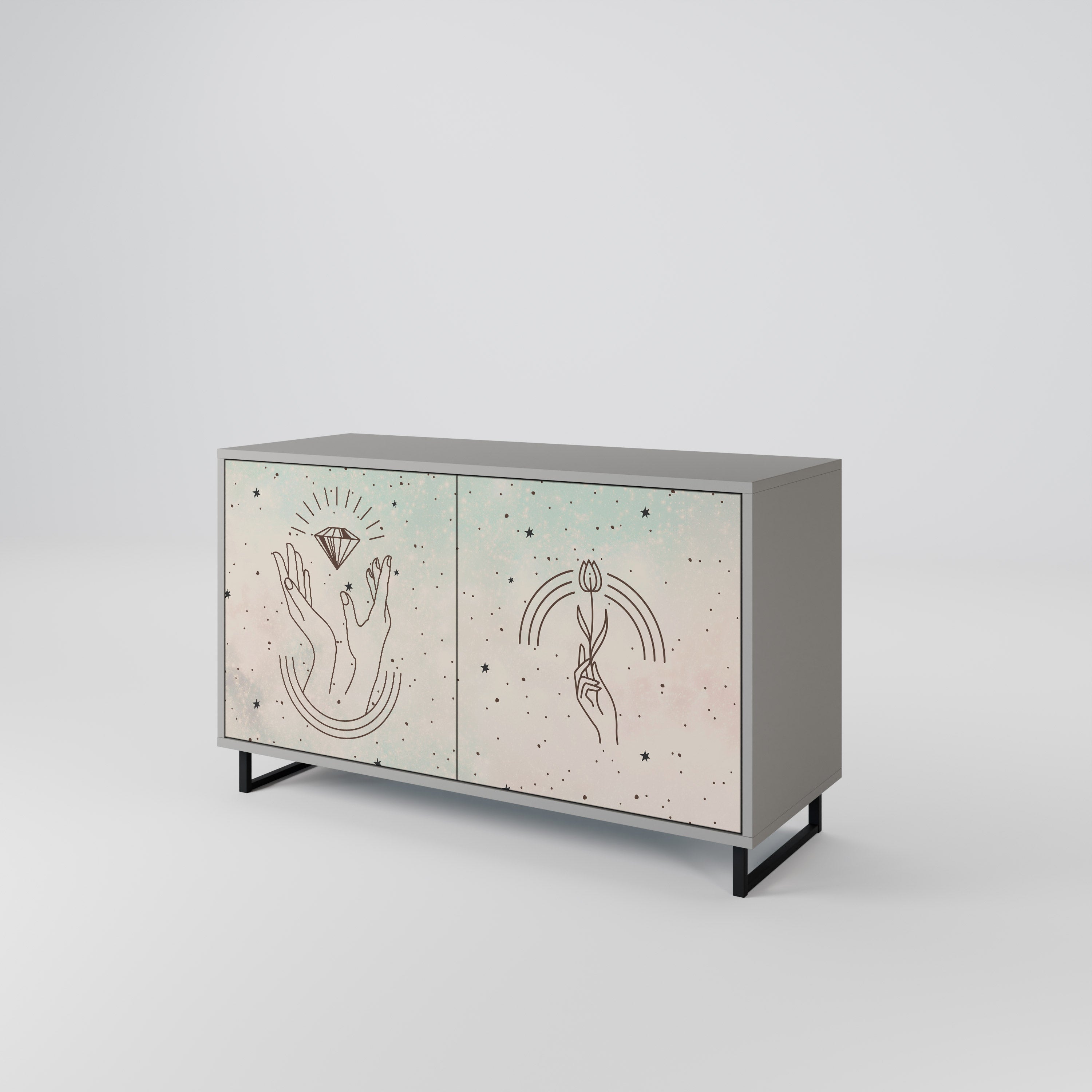 DELICATE BEAUTY Sideboard mit 2 Türen in Grau