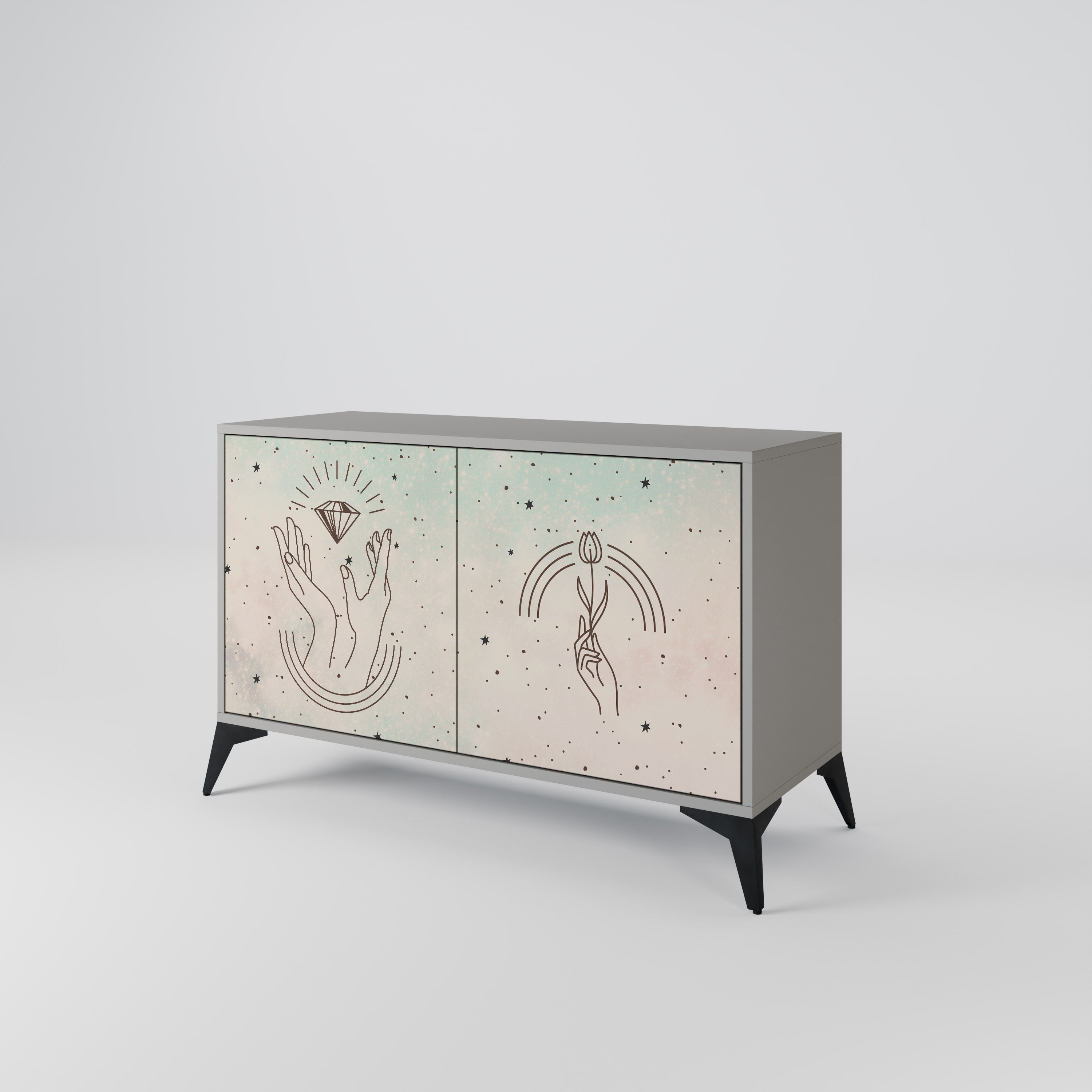 DELICATE BEAUTY Sideboard mit 2 Türen in Grau