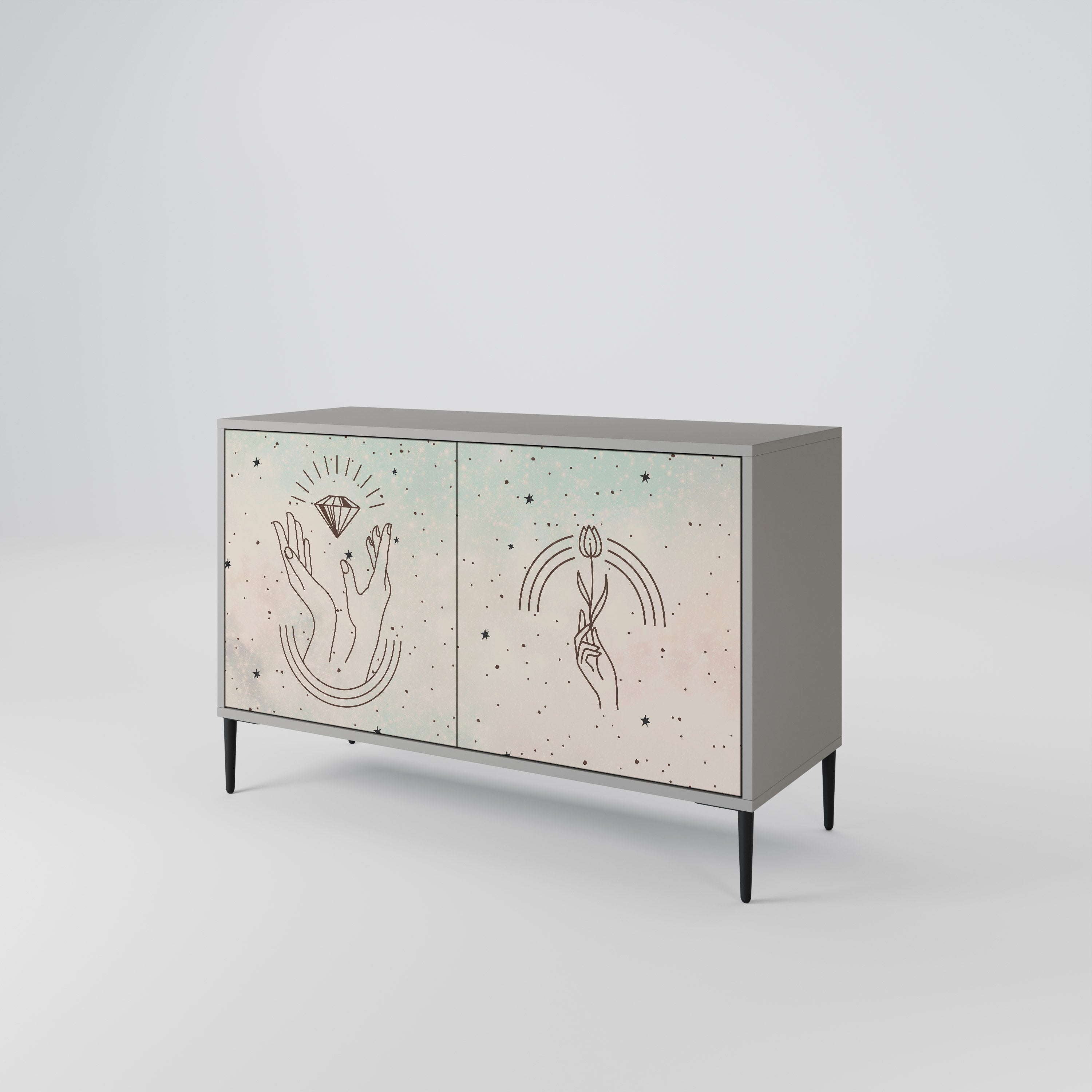 DELICATE BEAUTY Sideboard mit 2 Türen in Grau