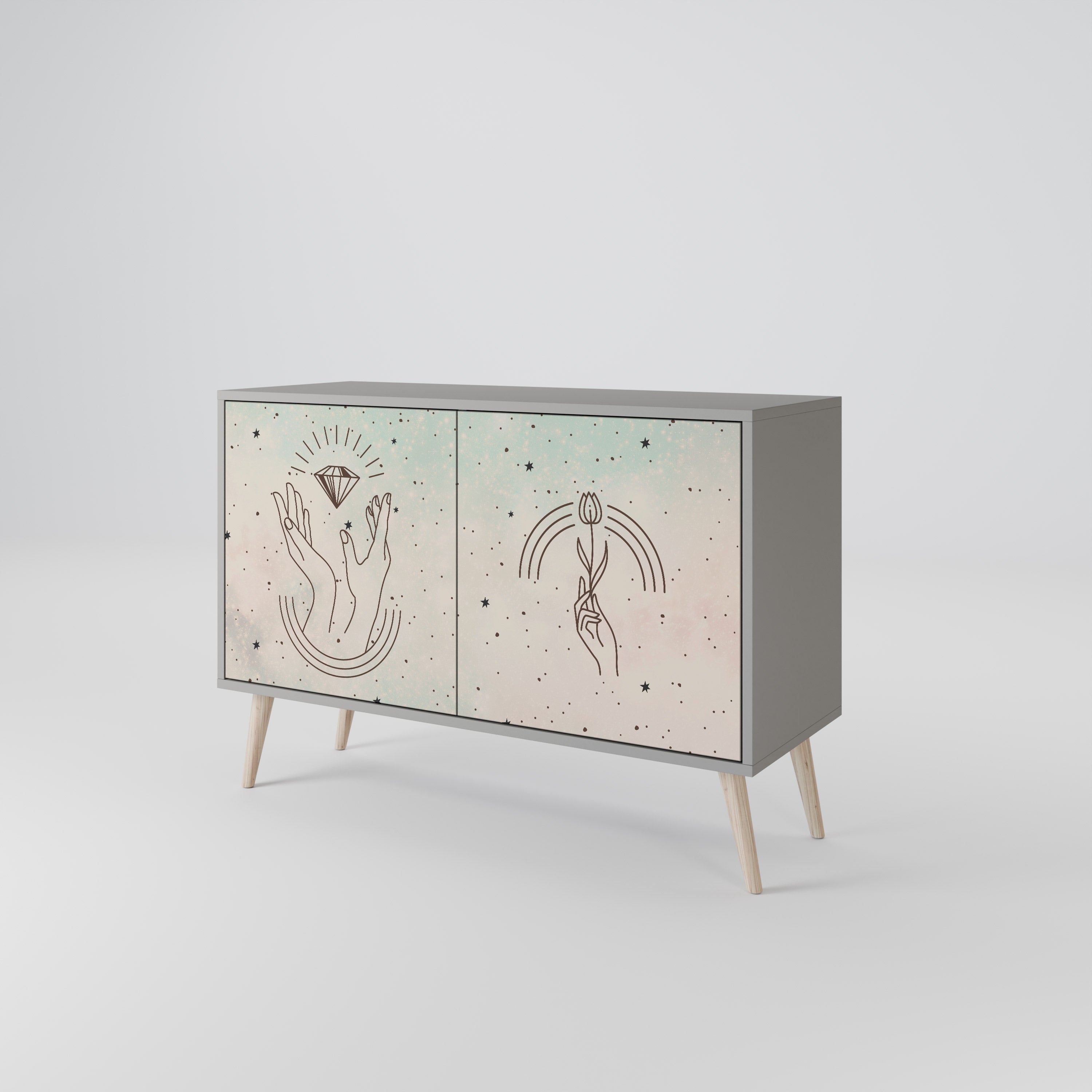 DELICATE BEAUTY Sideboard mit 2 Türen in Grau