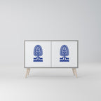 POLISH FOLK ART Sideboard mit 2 Türen in Grau