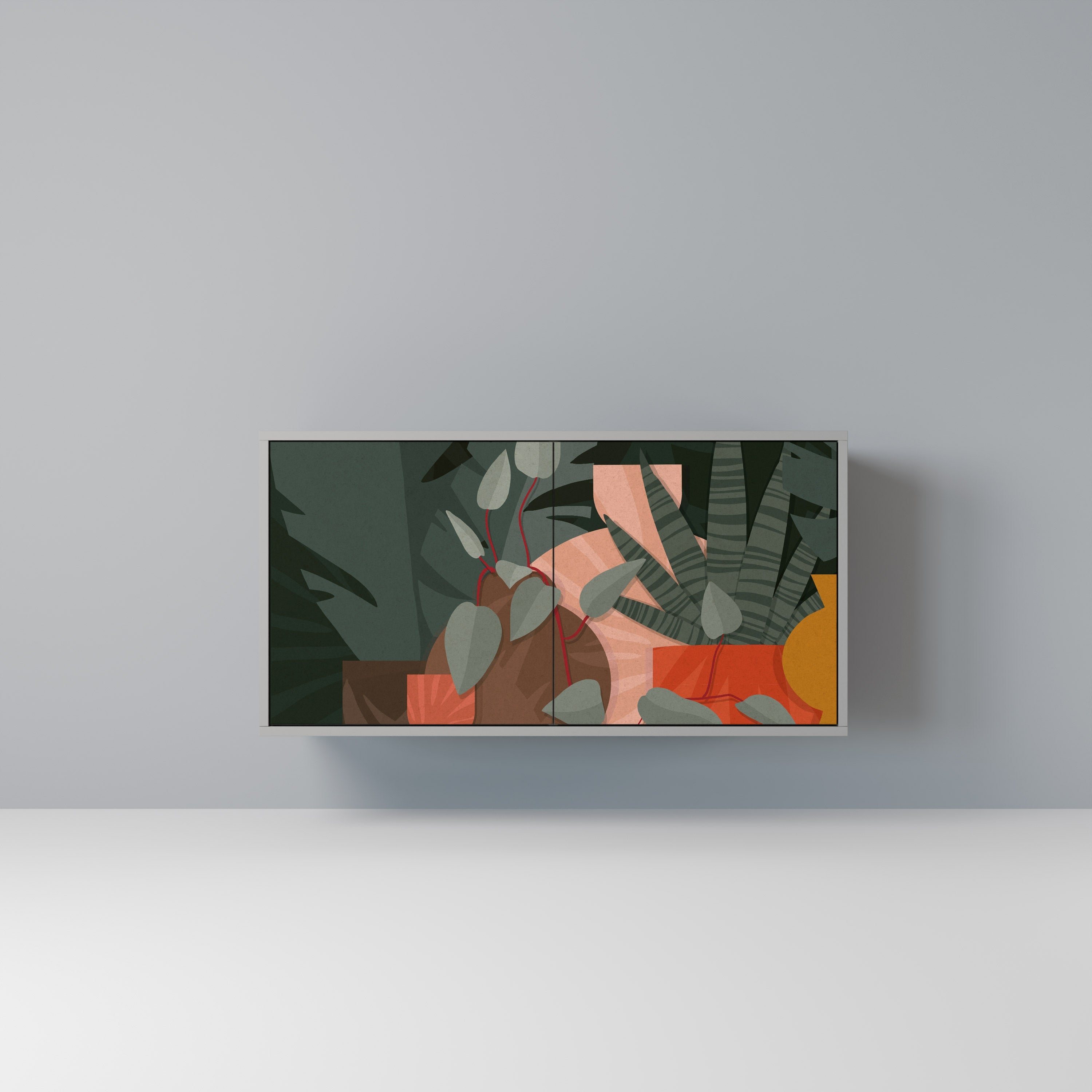 TROPICAL COMPOSITION Sideboard mit 2 Türen in Grau