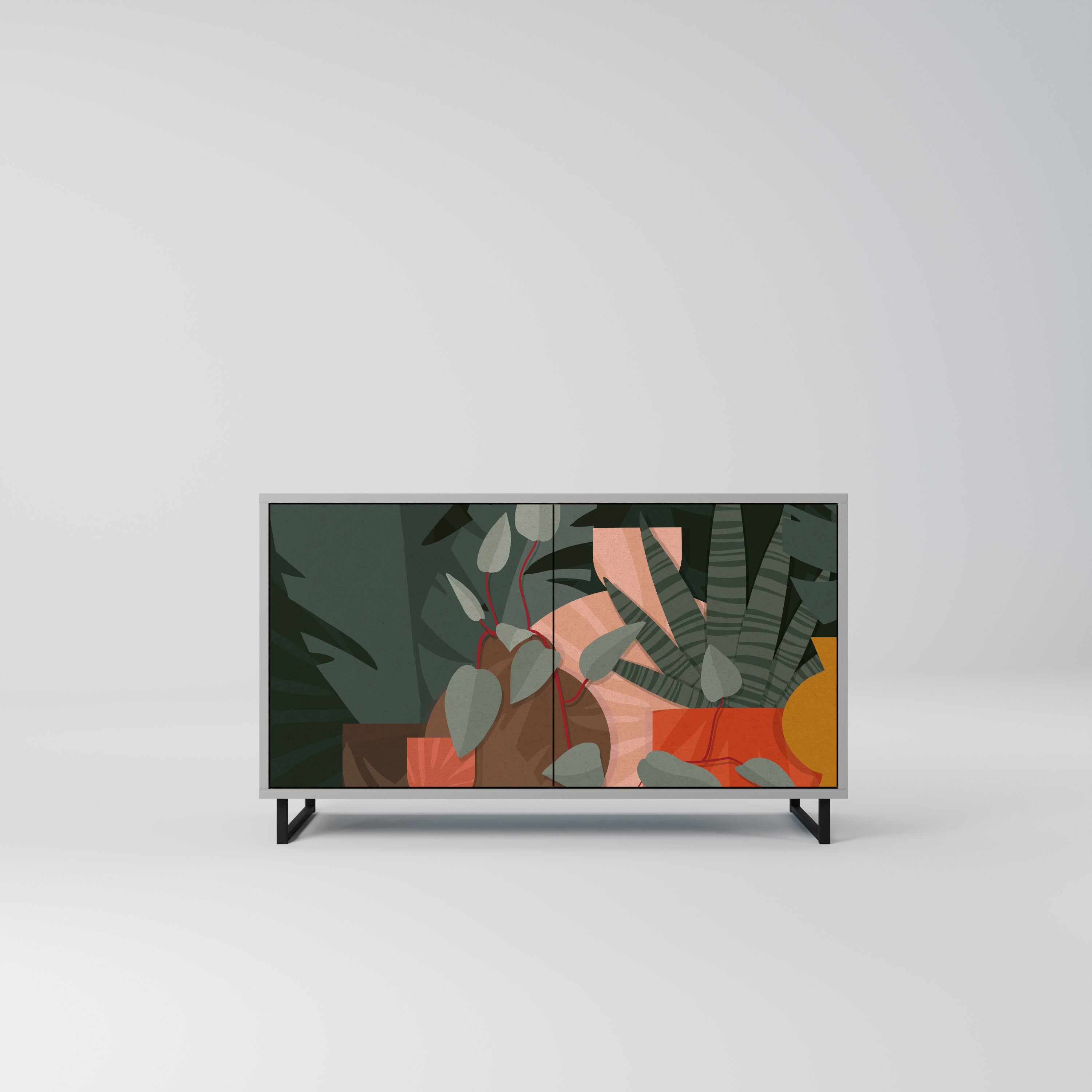 TROPICAL COMPOSITION Sideboard mit 2 Türen in Grau