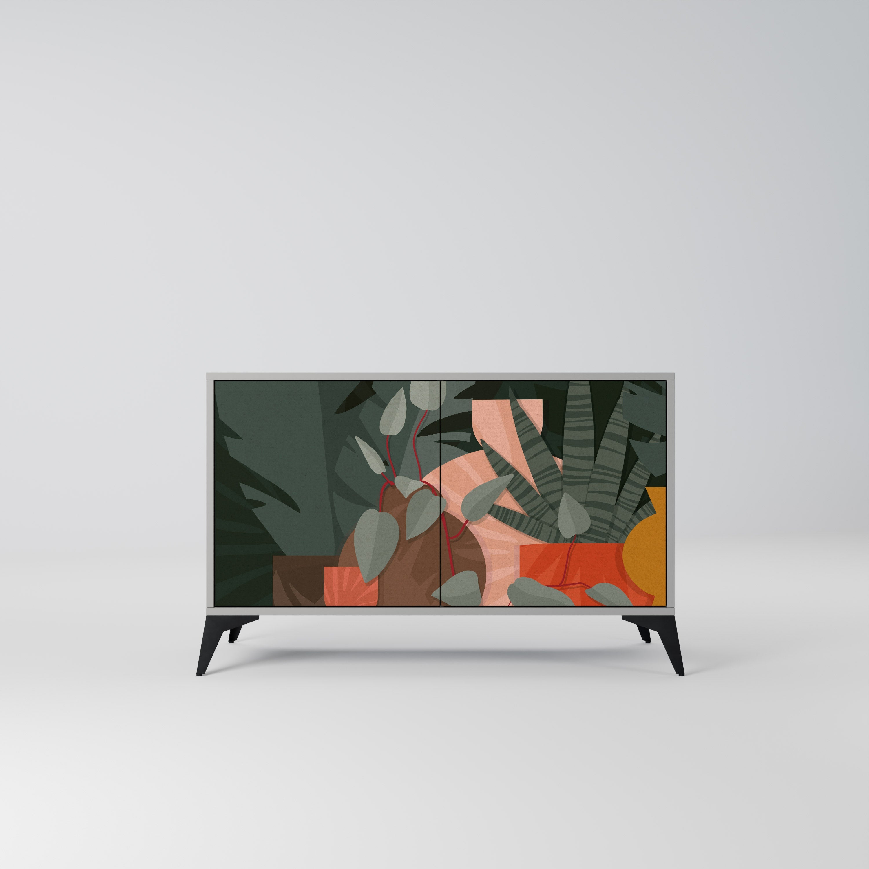 TROPICAL COMPOSITION Sideboard mit 2 Türen in Grau