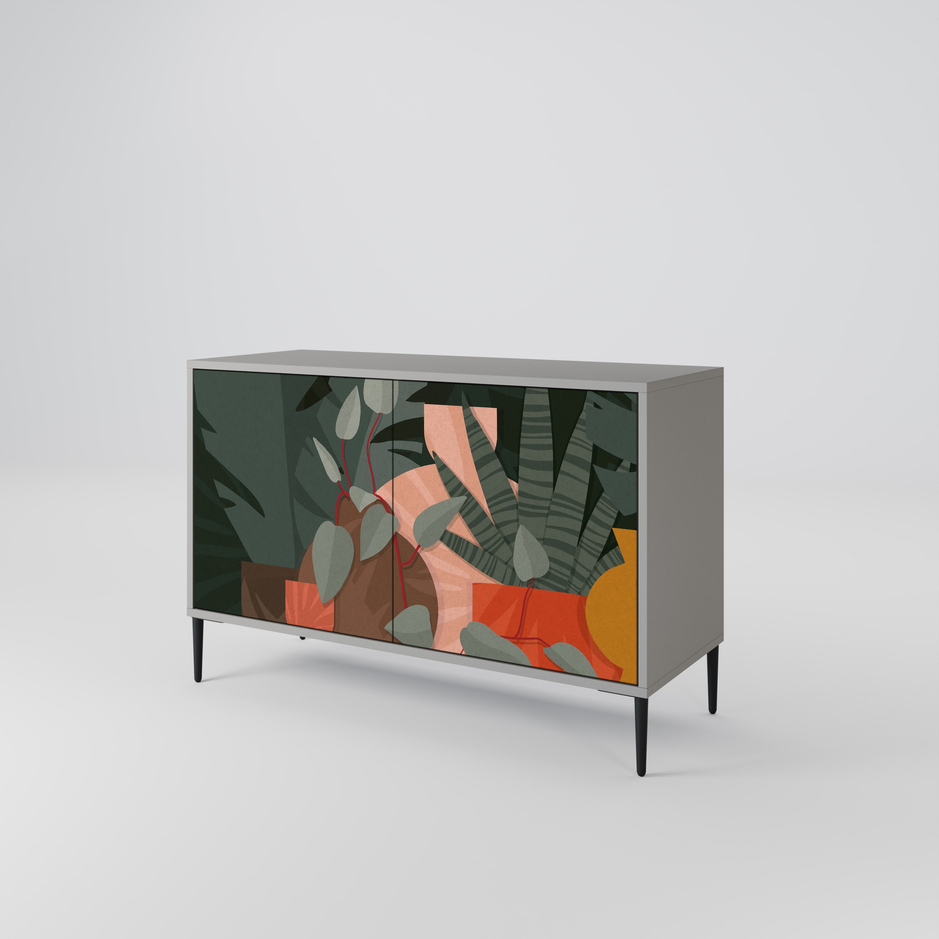 TROPICAL COMPOSITION Sideboard mit 2 Türen in Grau