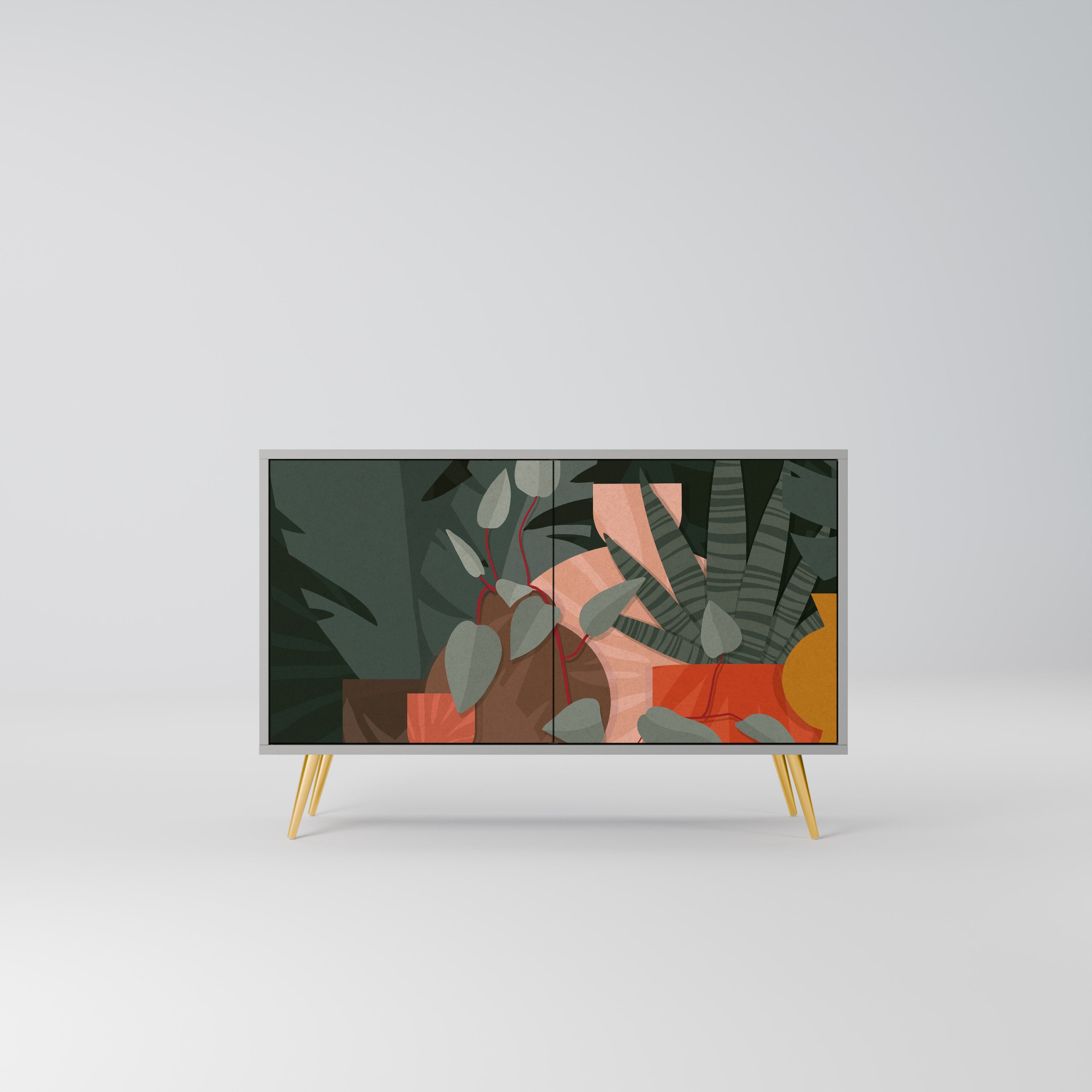 TROPICAL COMPOSITION Sideboard mit 2 Türen in Grau