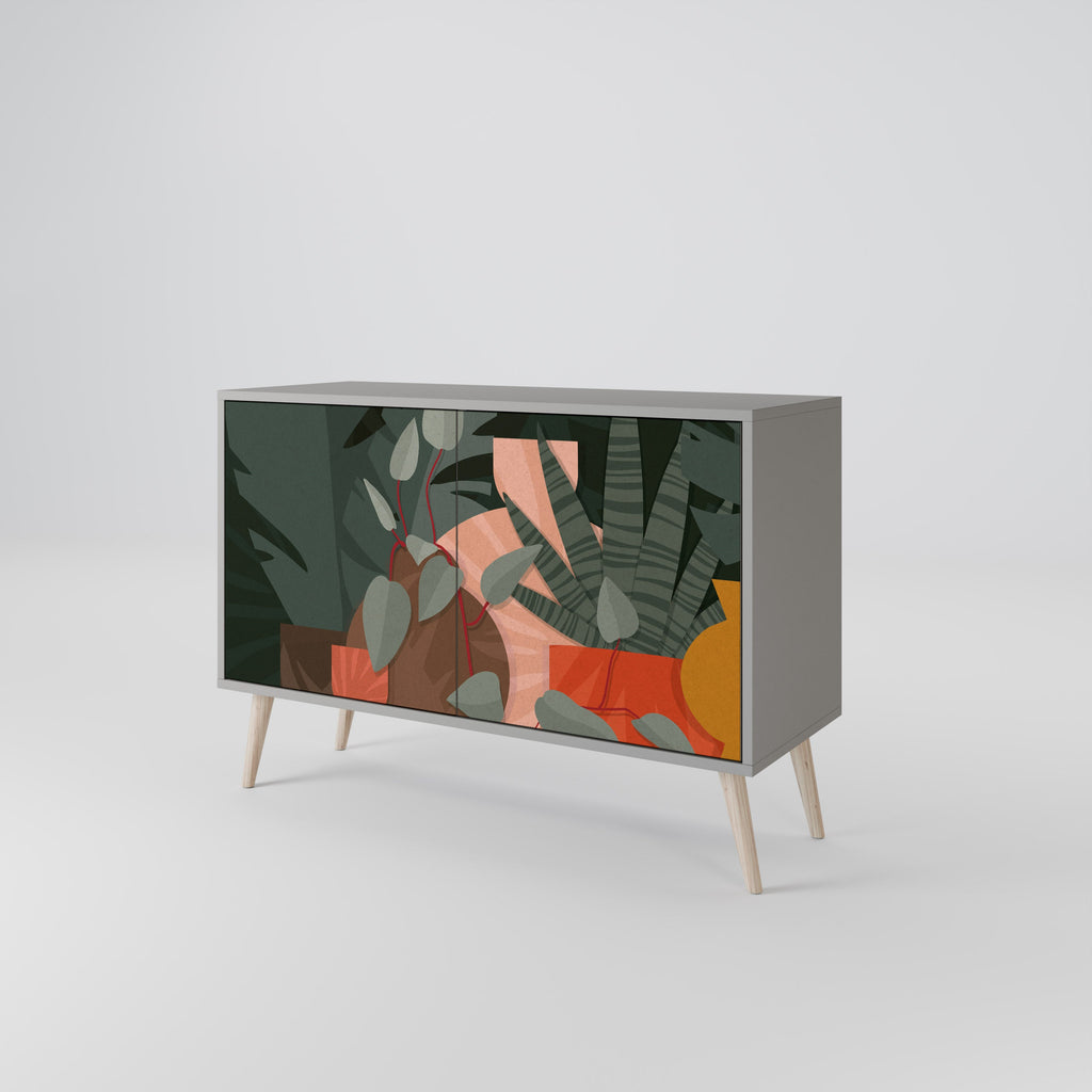 TROPICAL COMPOSITION Sideboard mit 2 Türen in Grau