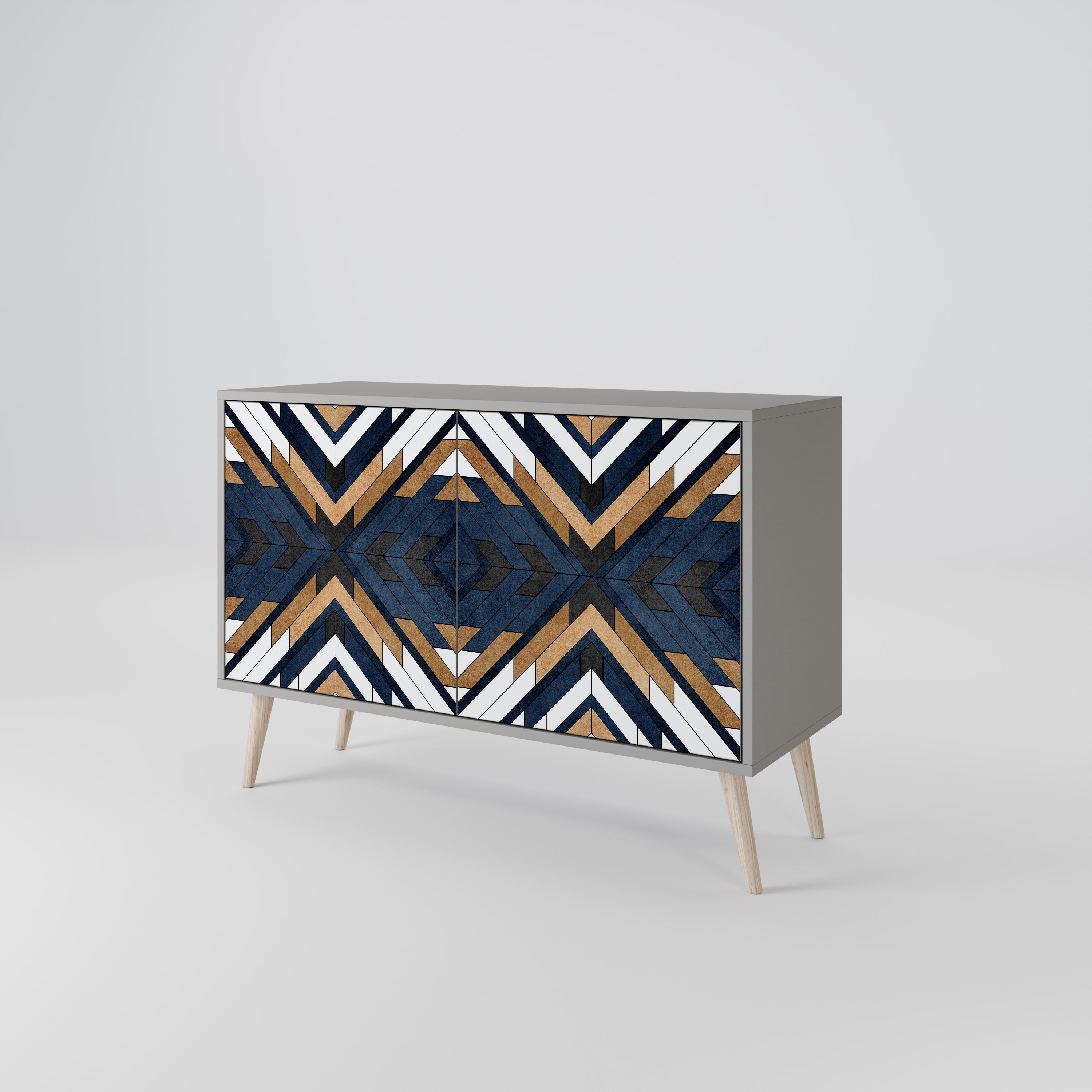 ARTFUL GEOMETRY Sideboard mit 2 Türen in grauem Finish
