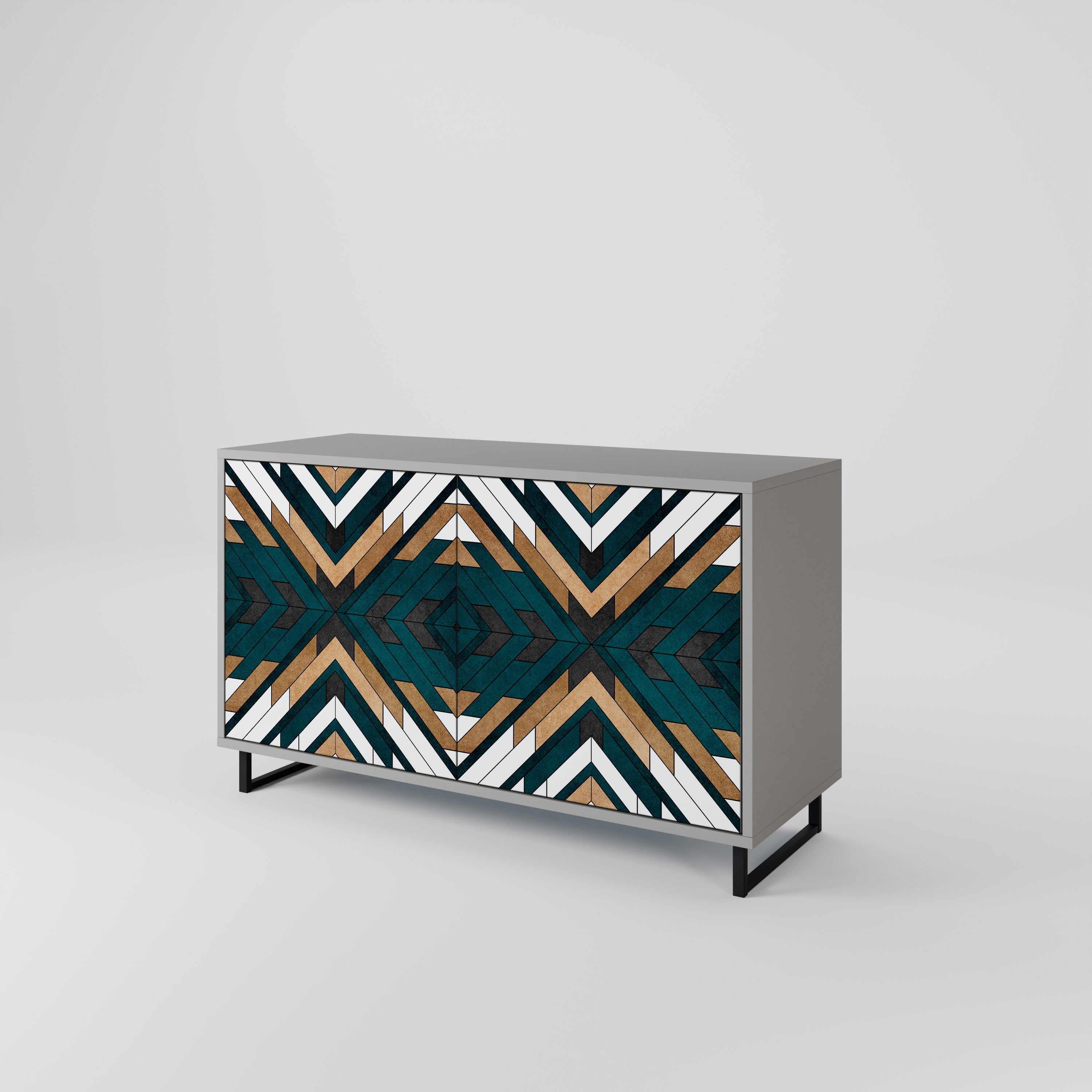 ARTISTIC GEOMETRY Sideboard mit 2 Türen in grauem Finish