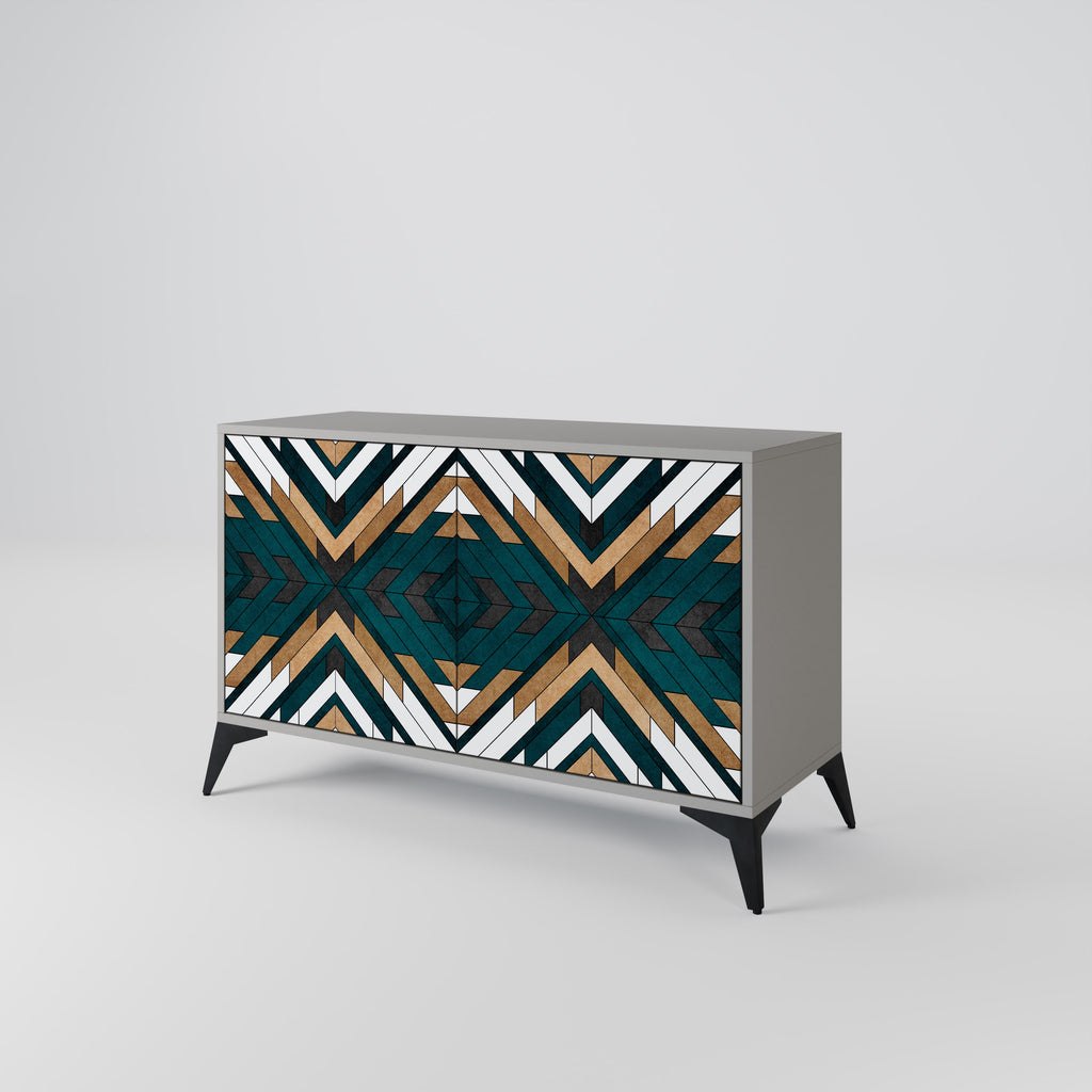 ARTISTIC GEOMETRY Sideboard mit 2 Türen in grauem Finish