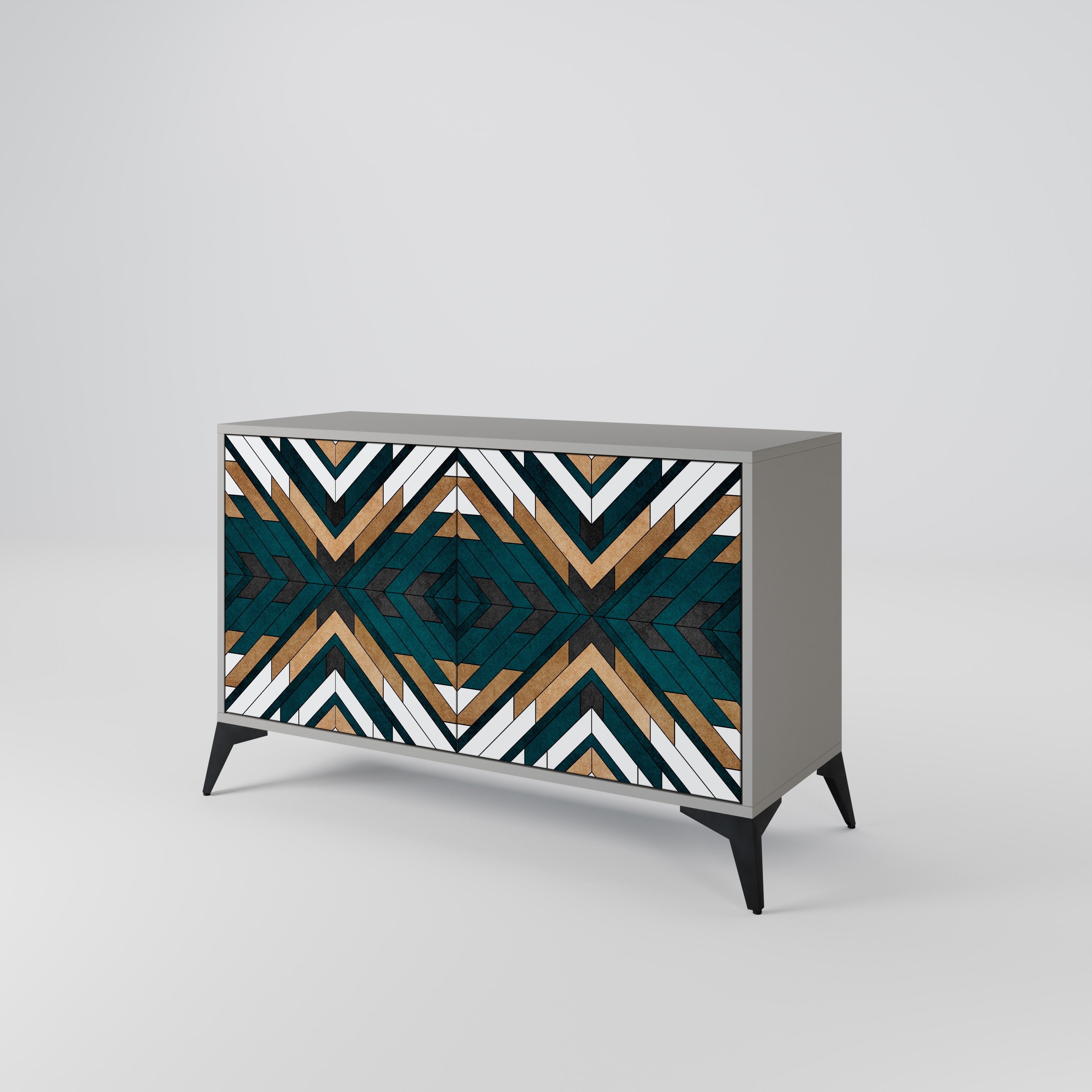 ARTISTIC GEOMETRY Sideboard mit 2 Türen in grauem Finish