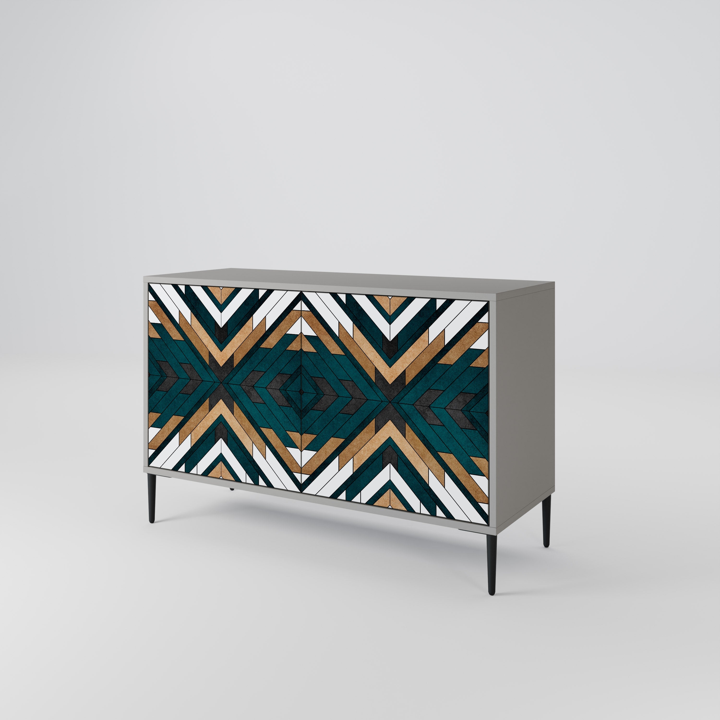 ARTISTIC GEOMETRY Sideboard mit 2 Türen in grauem Finish