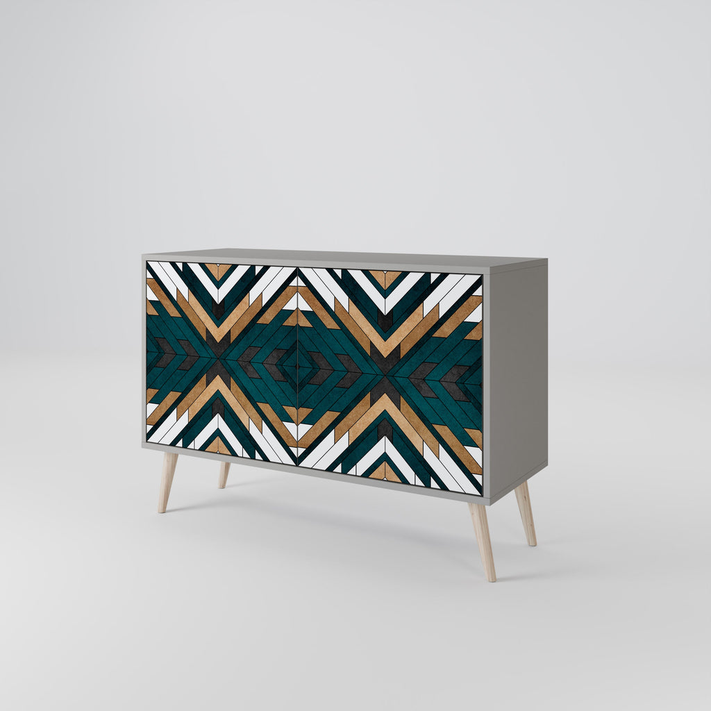 ARTISTIC GEOMETRY Sideboard mit 2 Türen in grauem Finish
