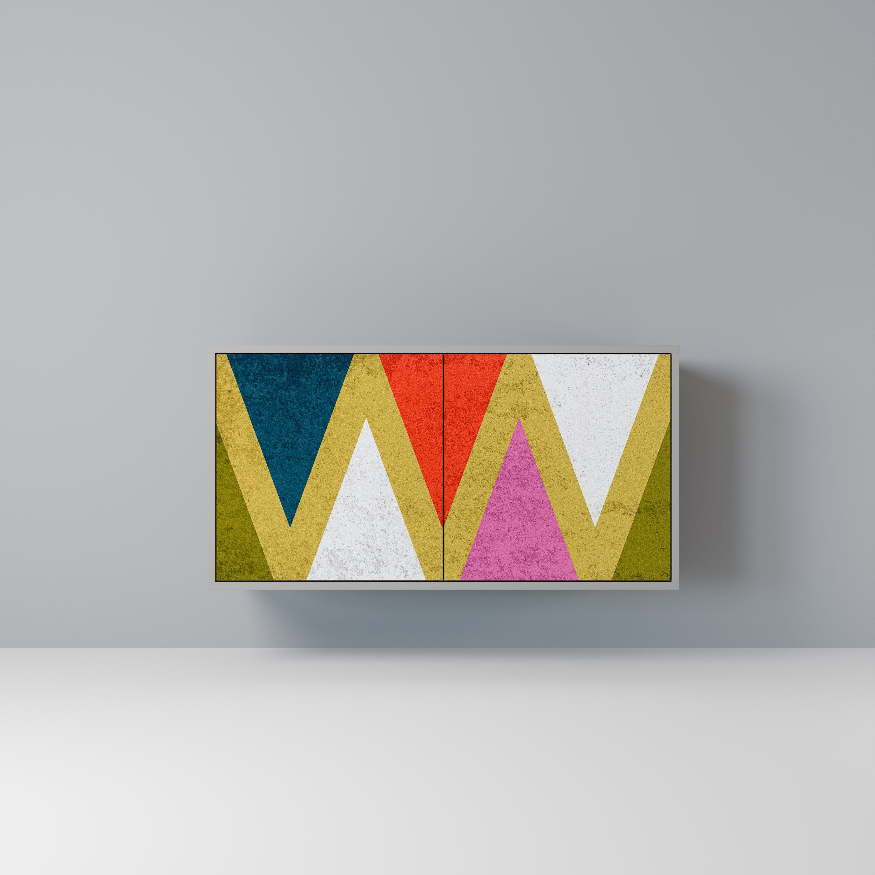 COLORFUL TRIANGLES Sideboard mit 2 Türen in Grau