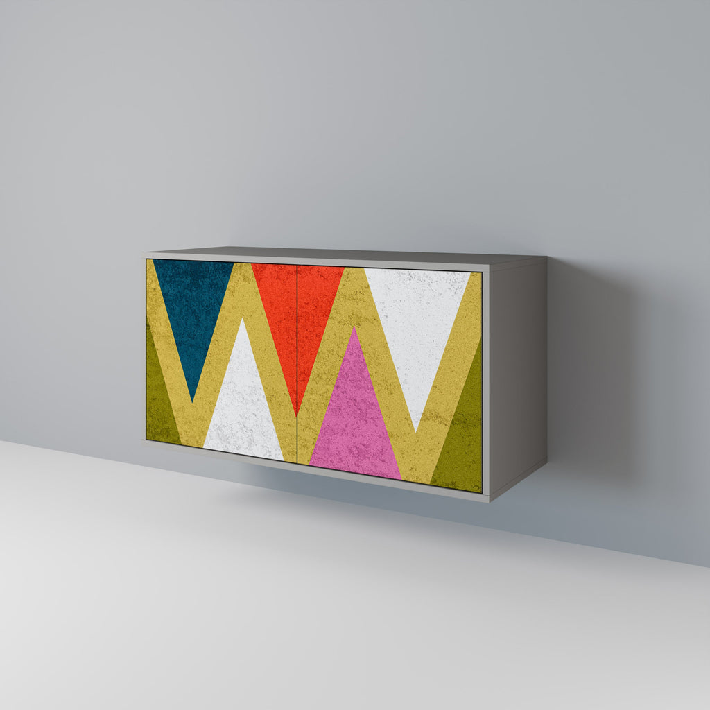 COLORFUL TRIANGLES Sideboard mit 2 Türen in Grau