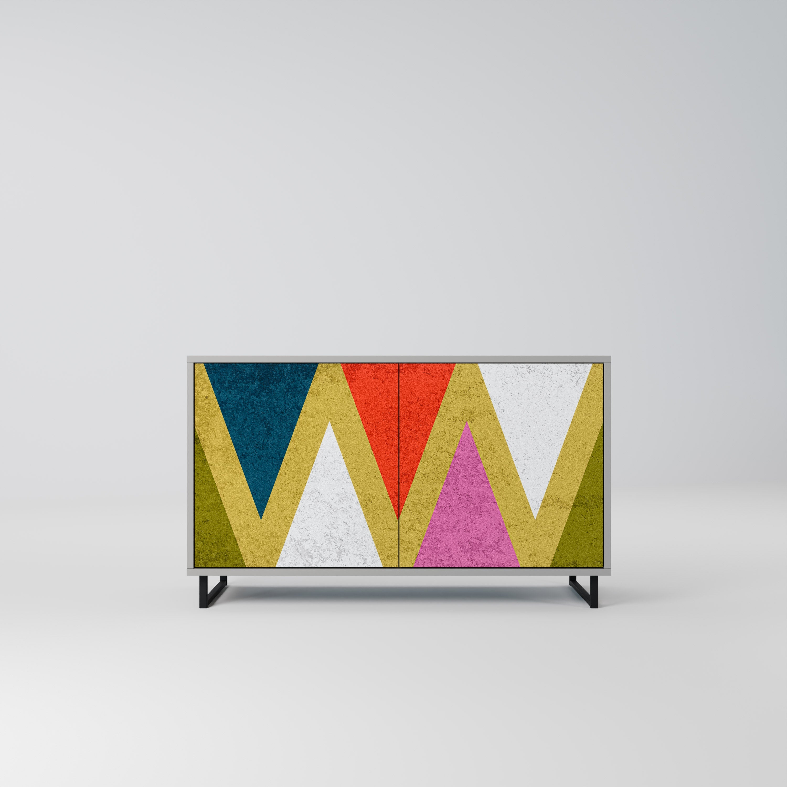 COLORFUL TRIANGLES Sideboard mit 2 Türen in Grau