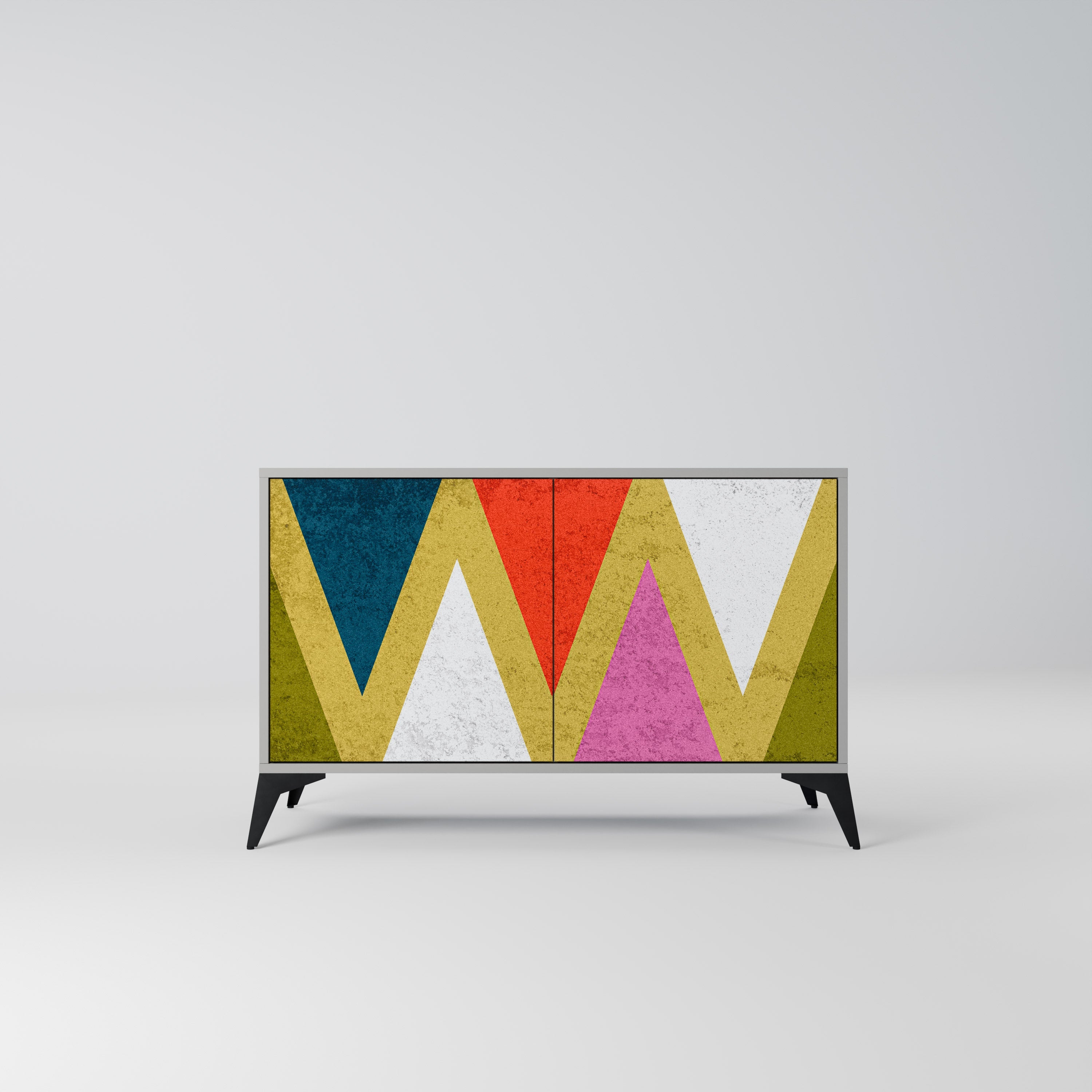 COLORFUL TRIANGLES Sideboard mit 2 Türen in Grau
