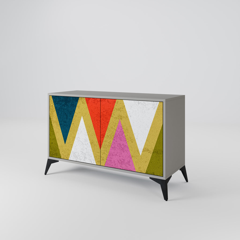 COLORFUL TRIANGLES Sideboard mit 2 Türen in Grau