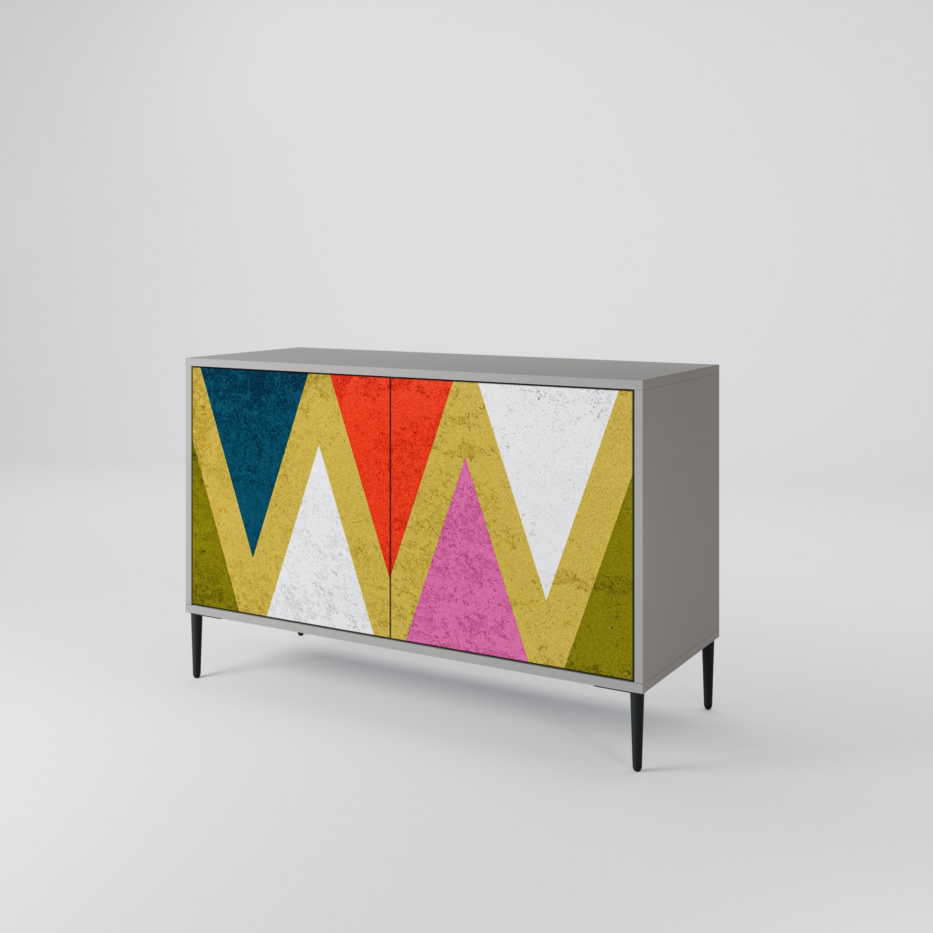 COLORFUL TRIANGLES Sideboard mit 2 Türen in Grau