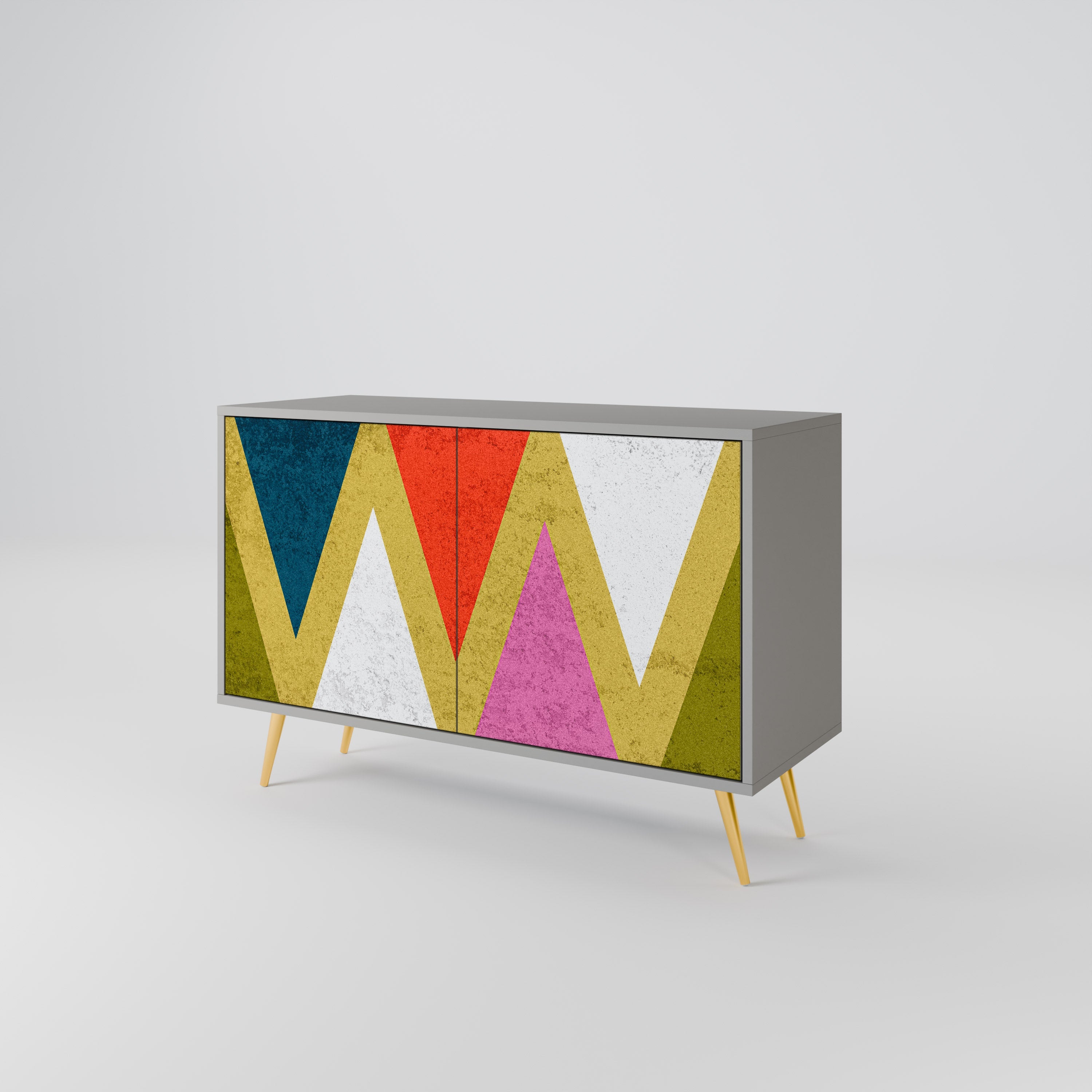 COLORFUL TRIANGLES Sideboard mit 2 Türen in Grau