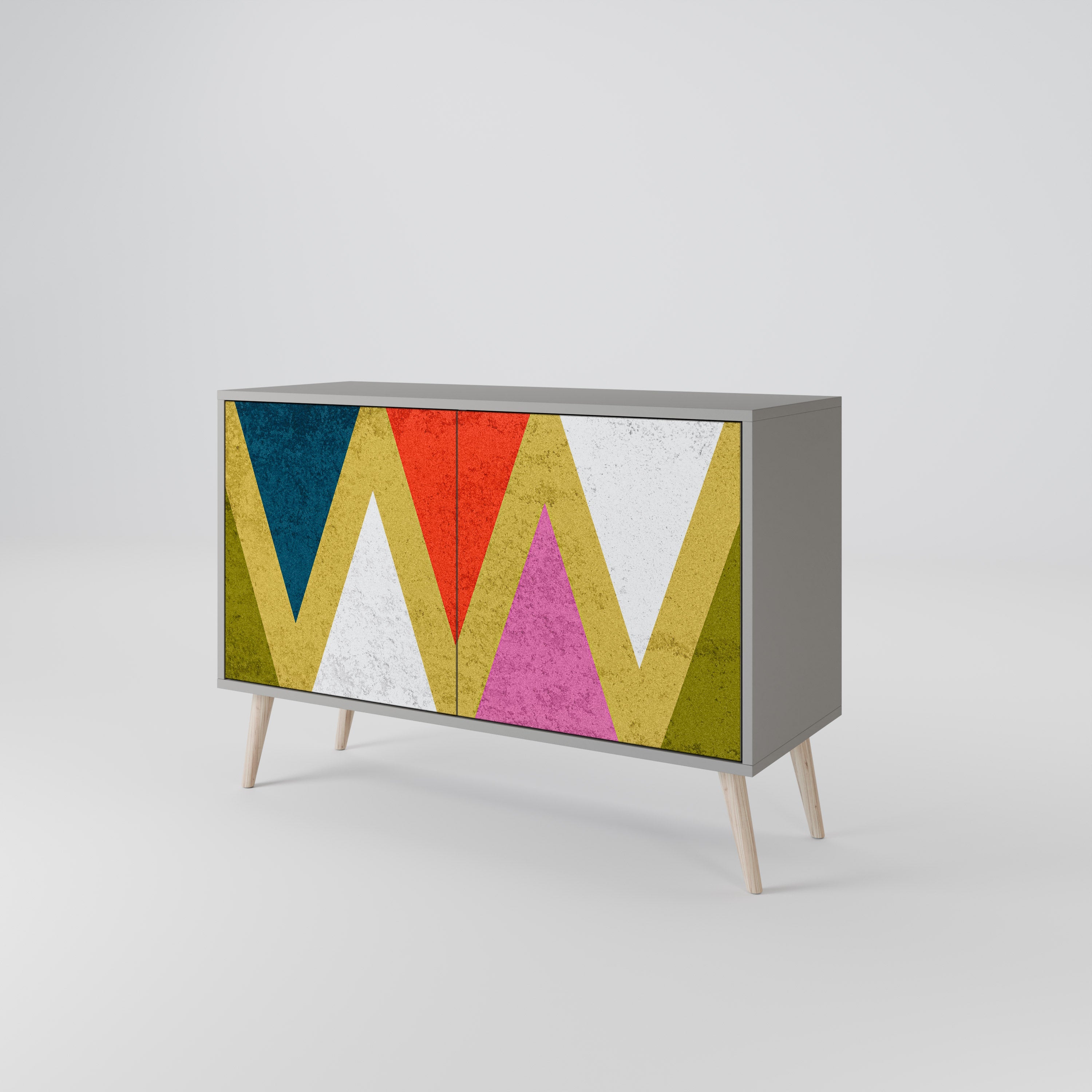 COLORFUL TRIANGLES Sideboard mit 2 Türen in Grau