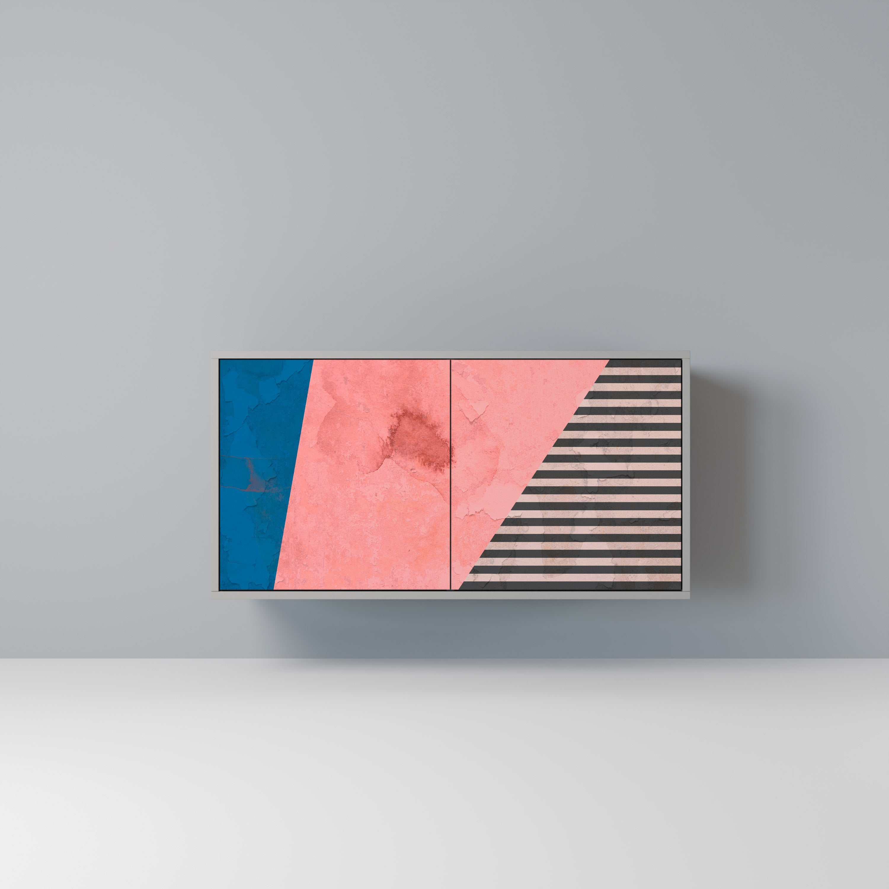 GLAMOROUS STRIPE Sideboard mit 2 Türen in Grau