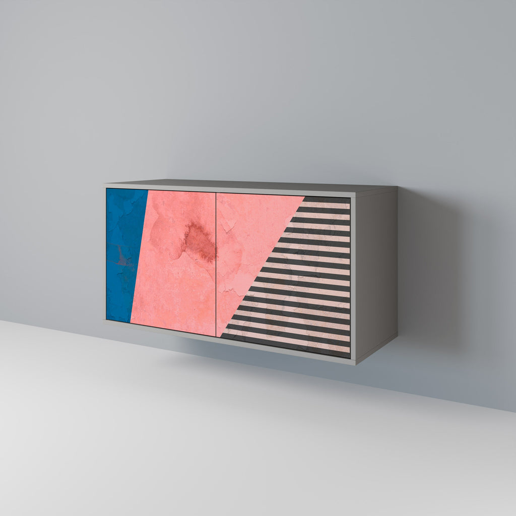 GLAMOROUS STRIPE Sideboard mit 2 Türen in Grau