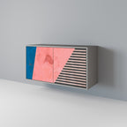 GLAMOROUS STRIPE Sideboard mit 2 Türen in Grau