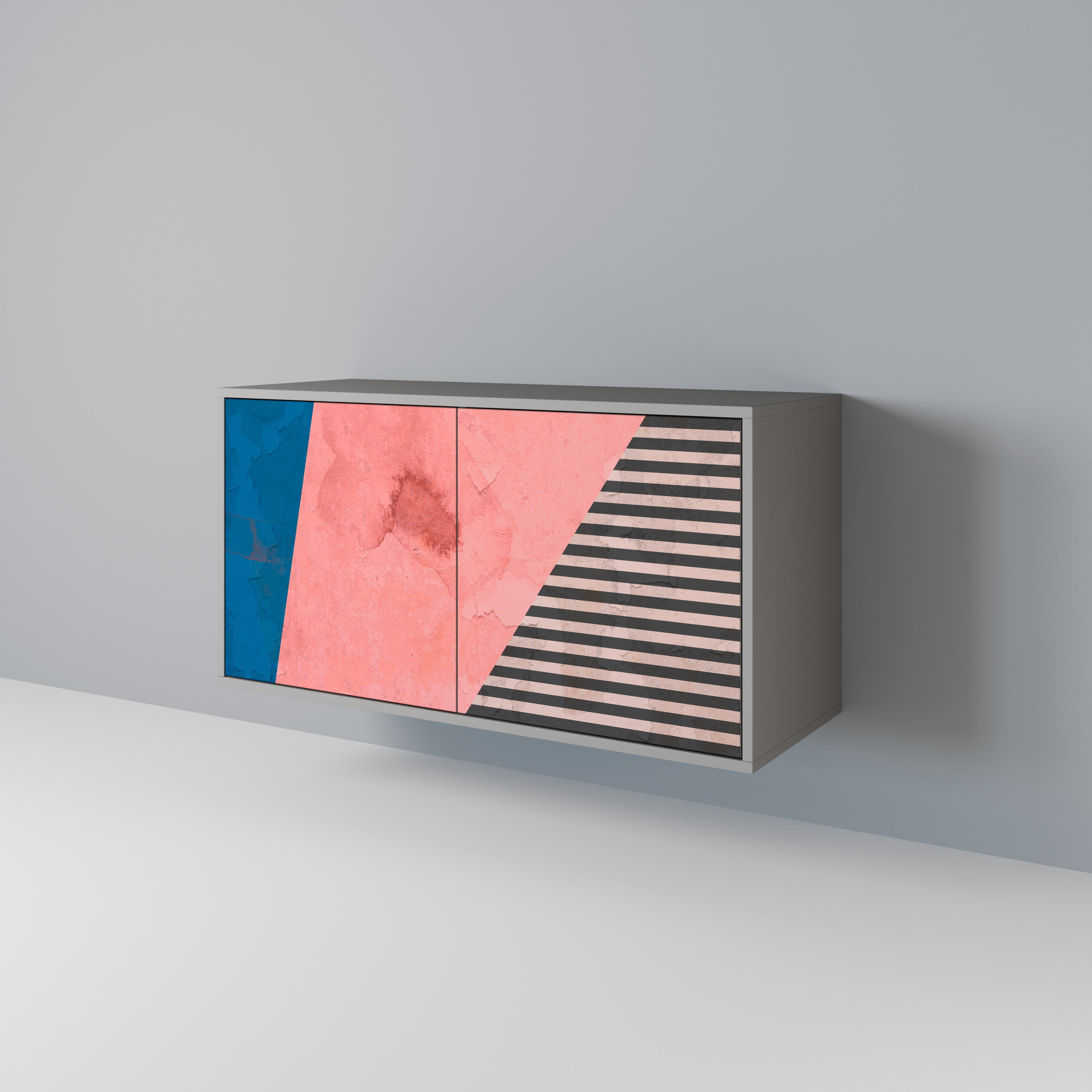 GLAMOROUS STRIPE Sideboard mit 2 Türen in Grau