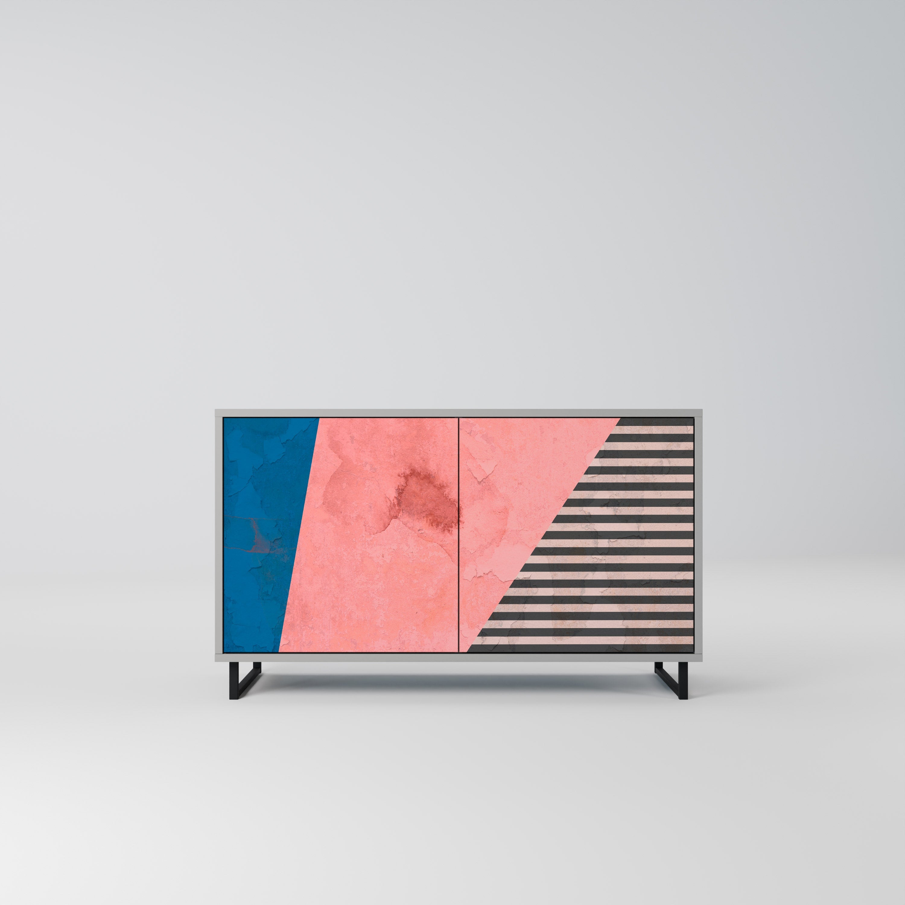 GLAMOROUS STRIPE Sideboard mit 2 Türen in Grau