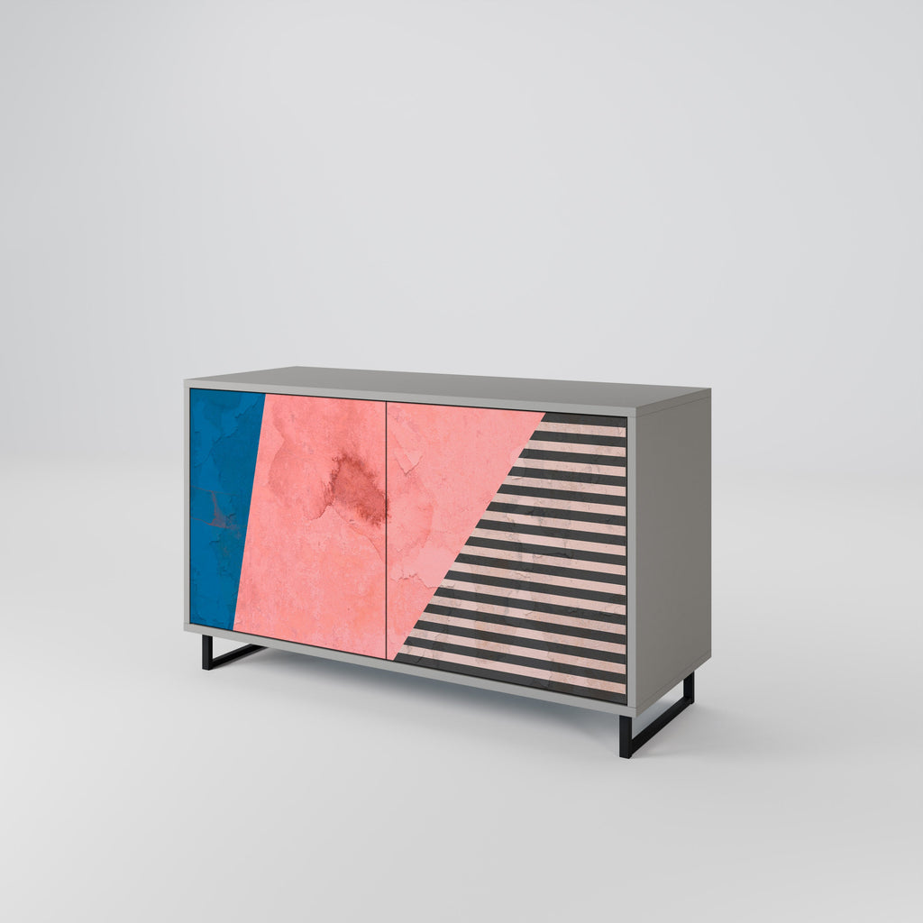 GLAMOROUS STRIPE Sideboard mit 2 Türen in Grau