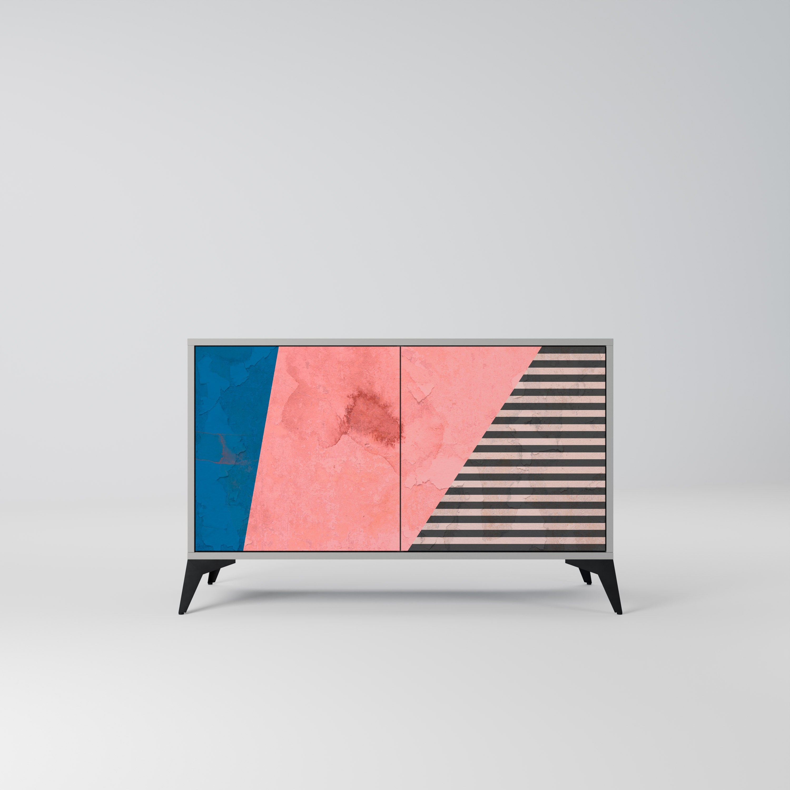 GLAMOROUS STRIPE Sideboard mit 2 Türen in Grau