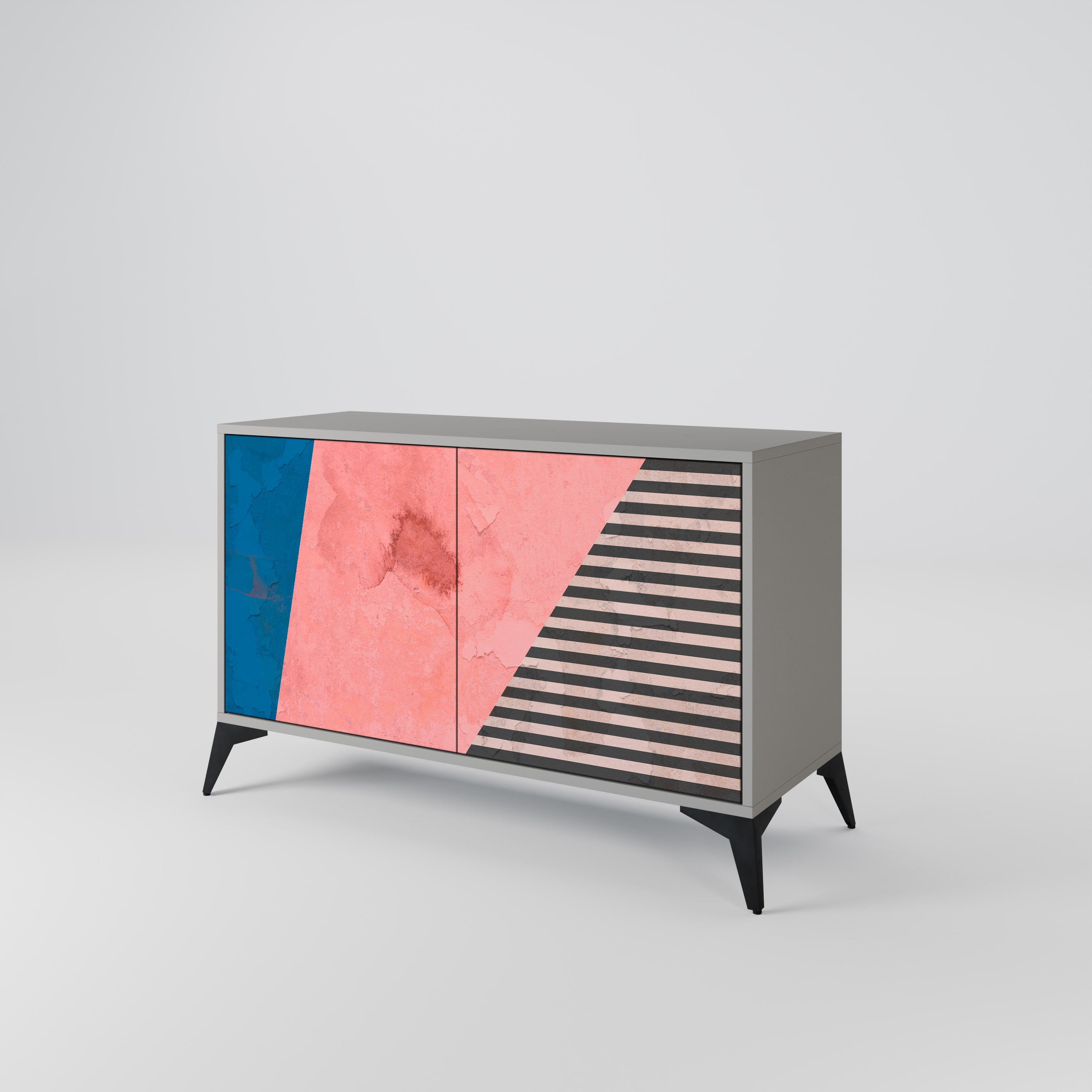 GLAMOROUS STRIPE Sideboard mit 2 Türen in Grau