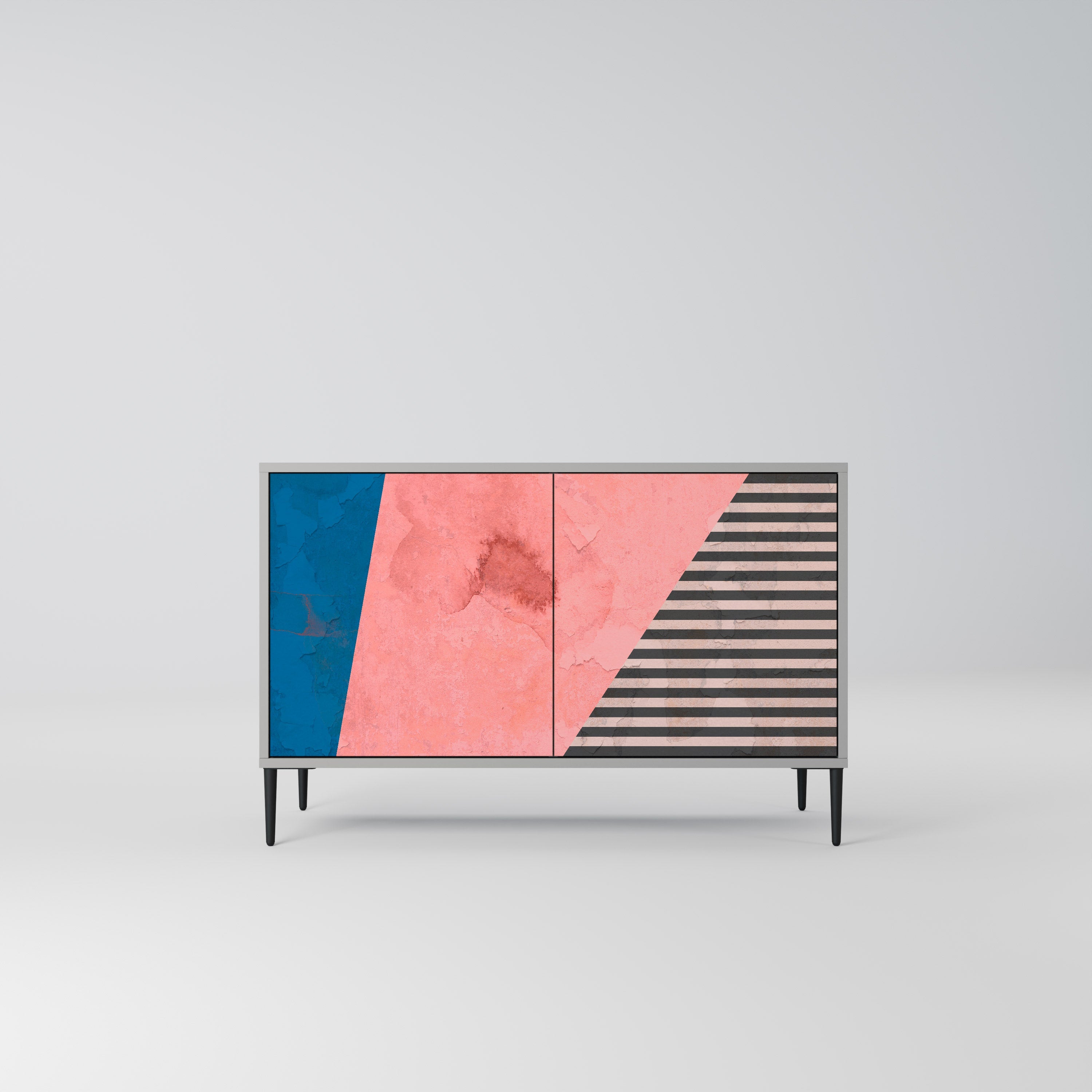 GLAMOROUS STRIPE Sideboard mit 2 Türen in Grau