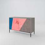 GLAMOROUS STRIPE Sideboard mit 2 Türen in Grau